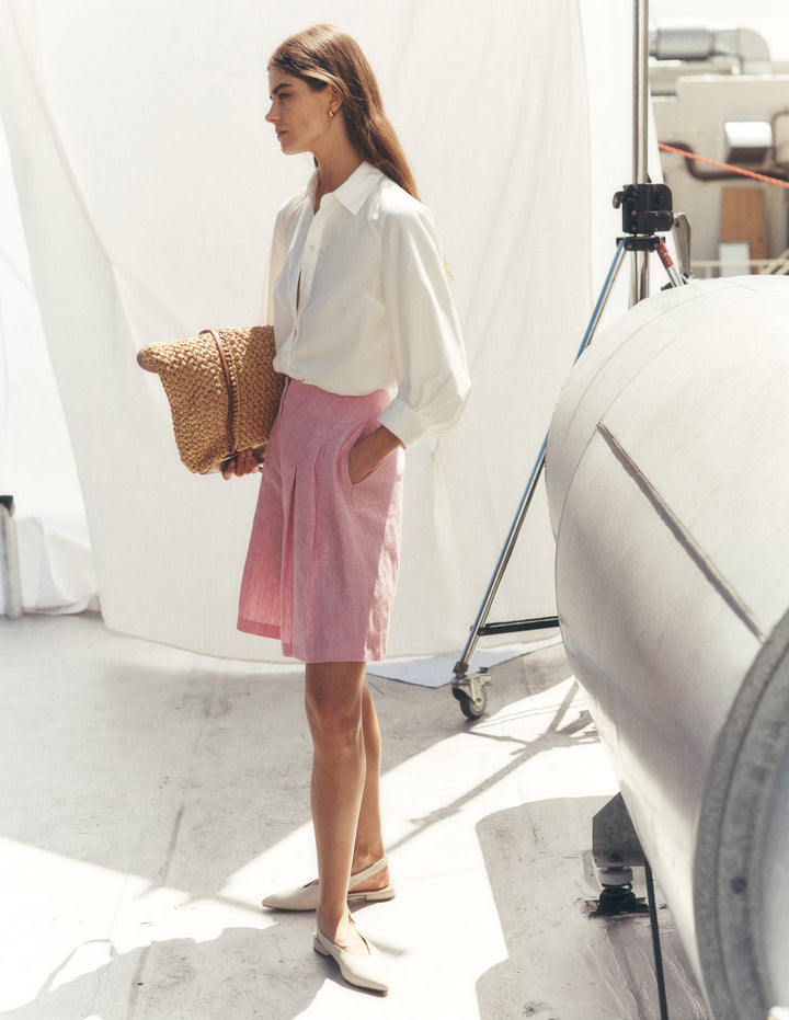 Puff Sleeve Oxford Shirt-White