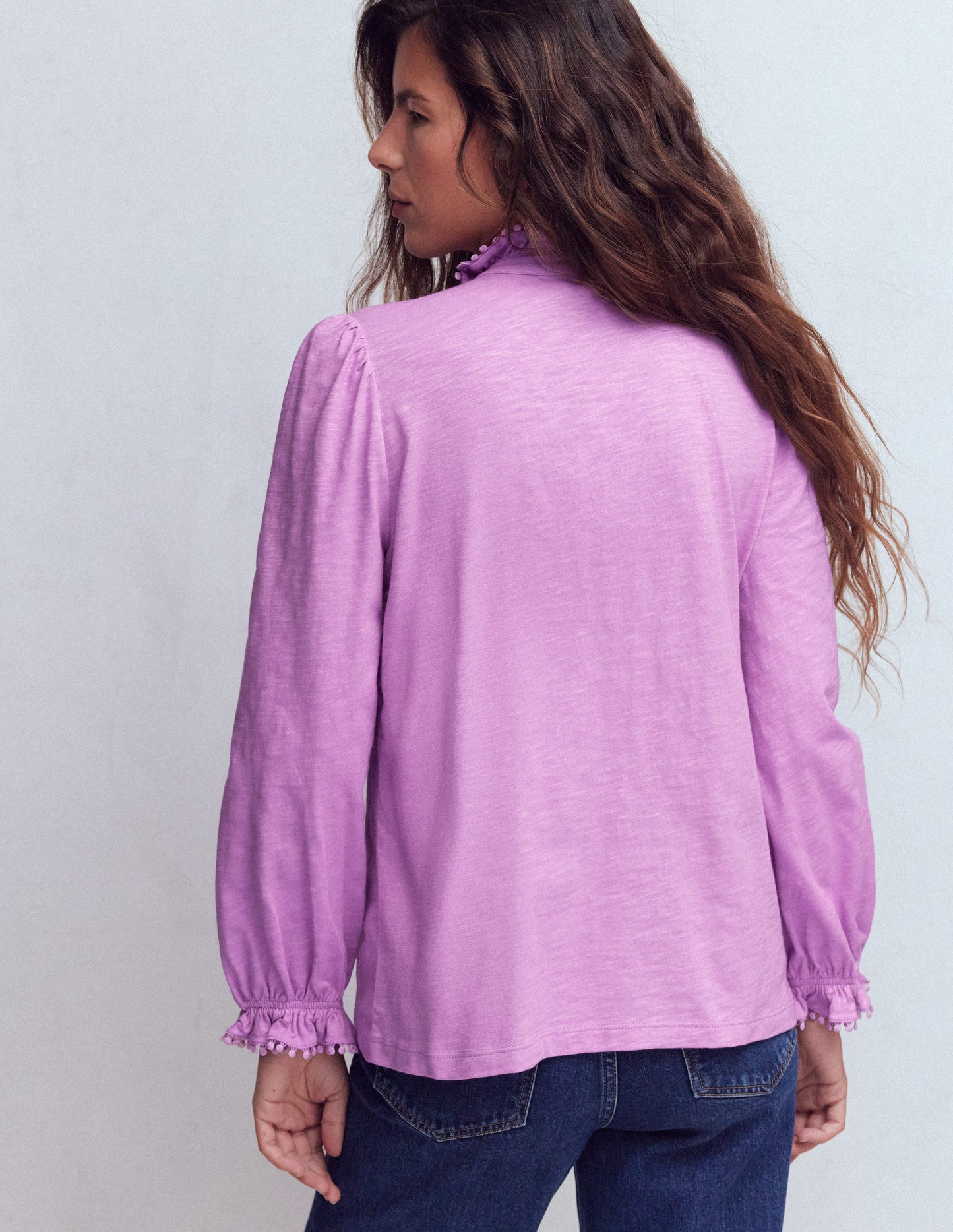 Emily Pom Detail Ruffle Shirt-African Violet