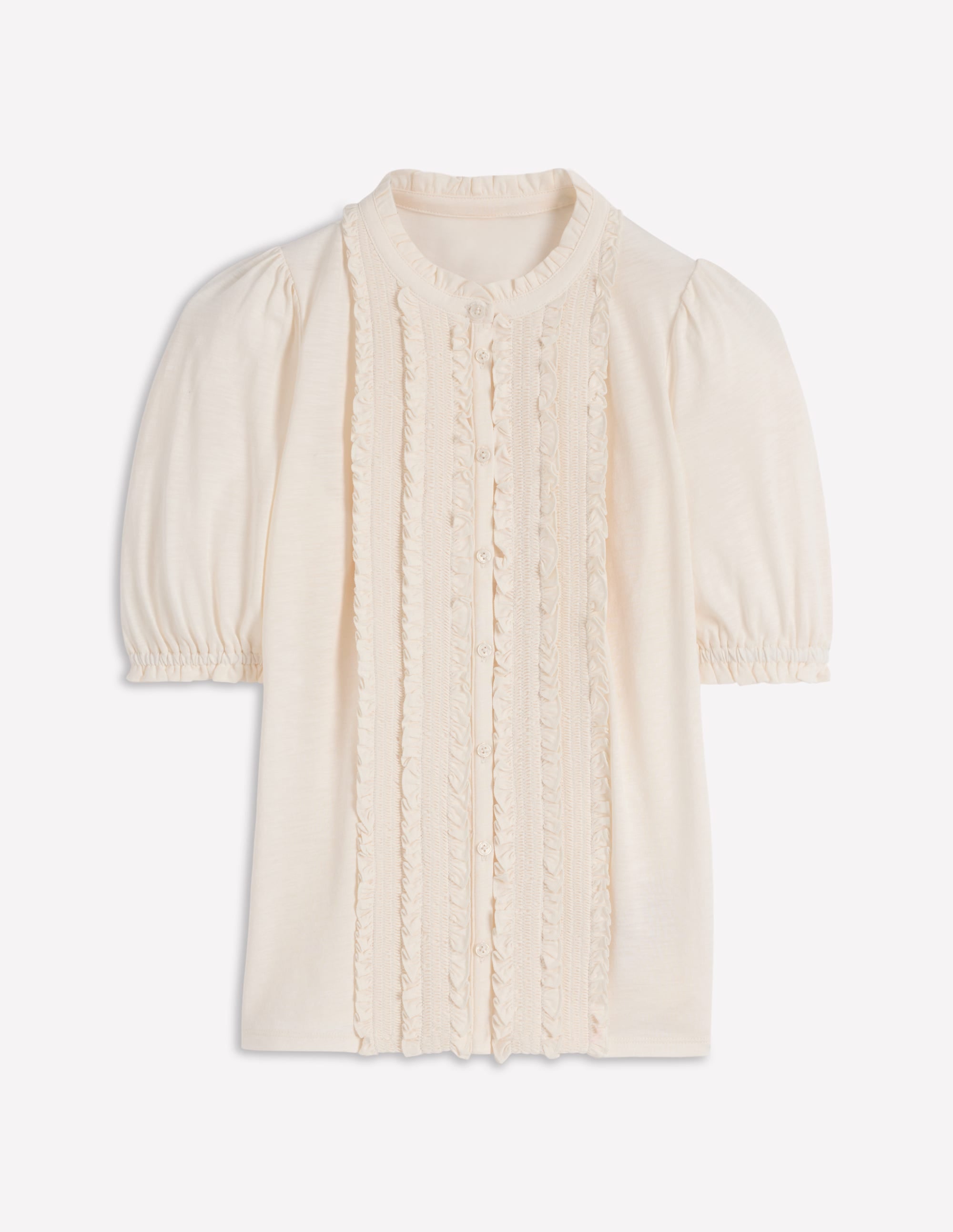Eda Ruffle Front Shirt-Ivory - Image 5