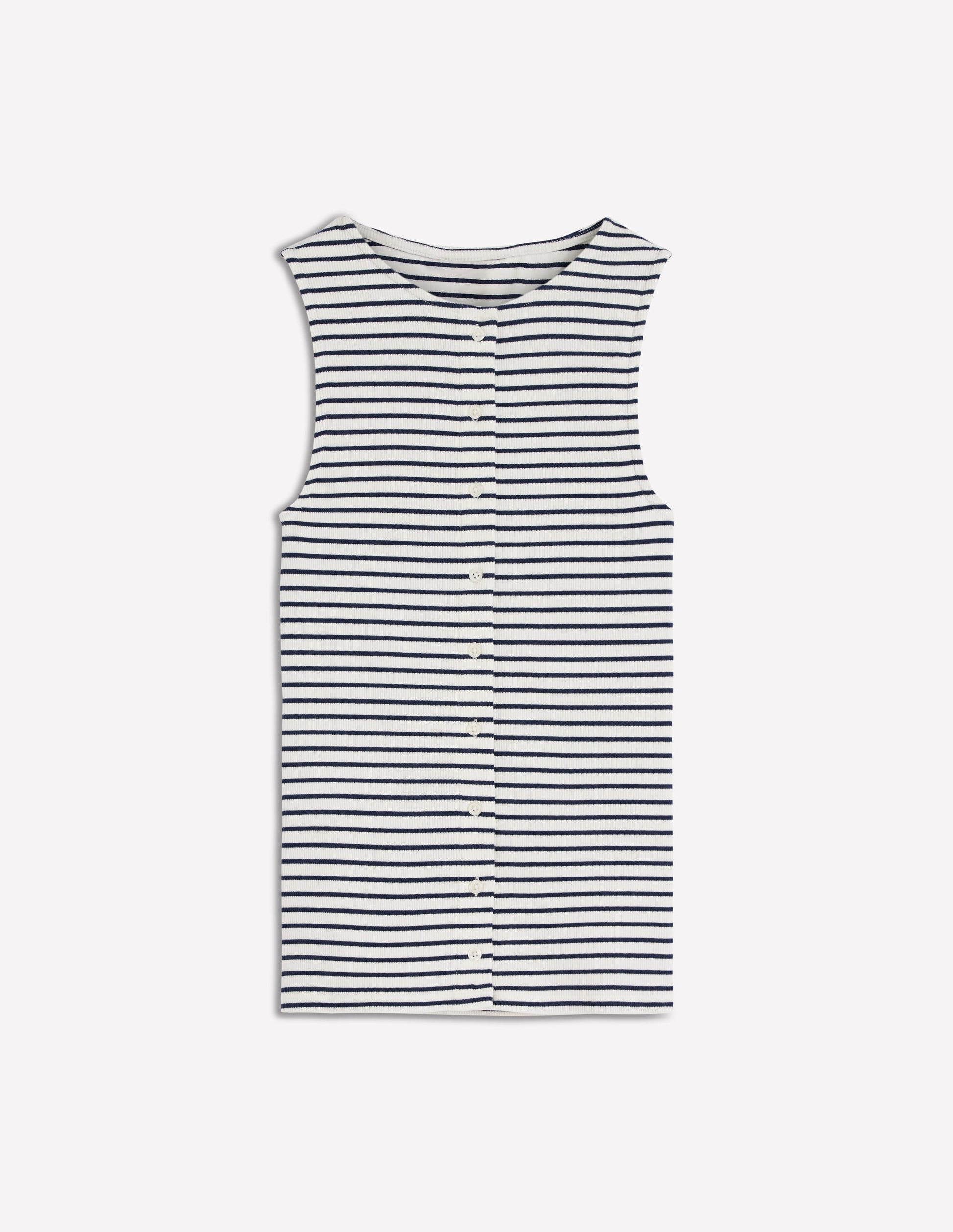 Evie Button Through Rib Vest-Ivory, Navy Stripe-6