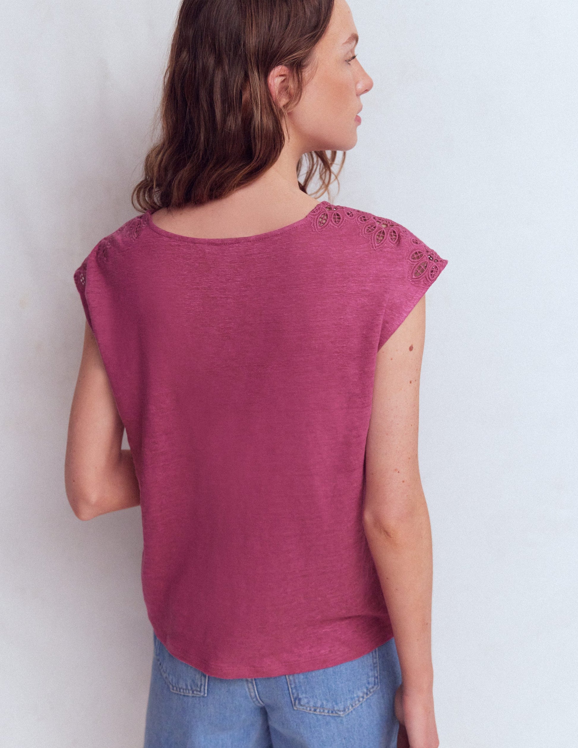 Tara Cutwork Linen Tee-Purple Damson-3