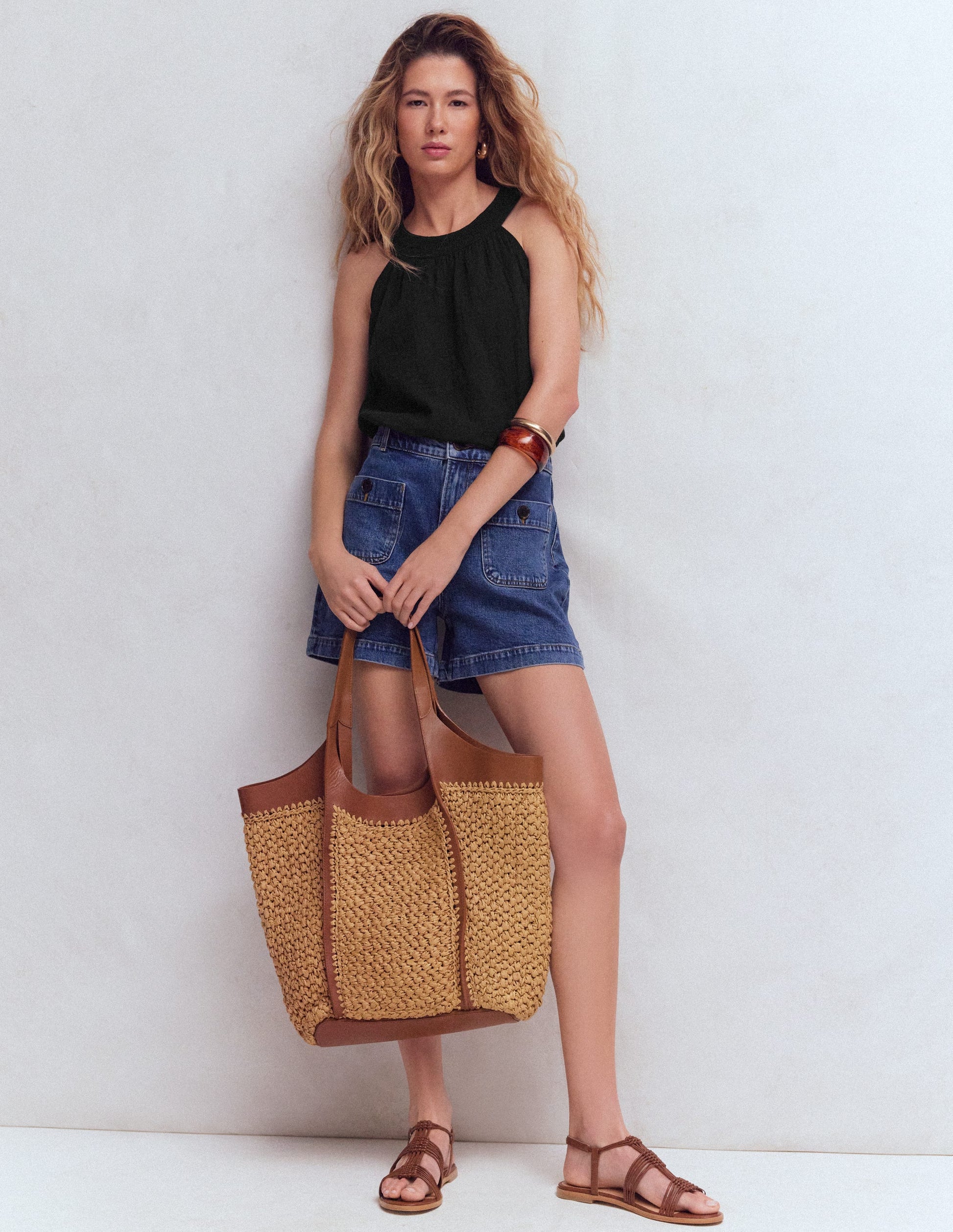 Ruffle Double Cloth Top-Black-4