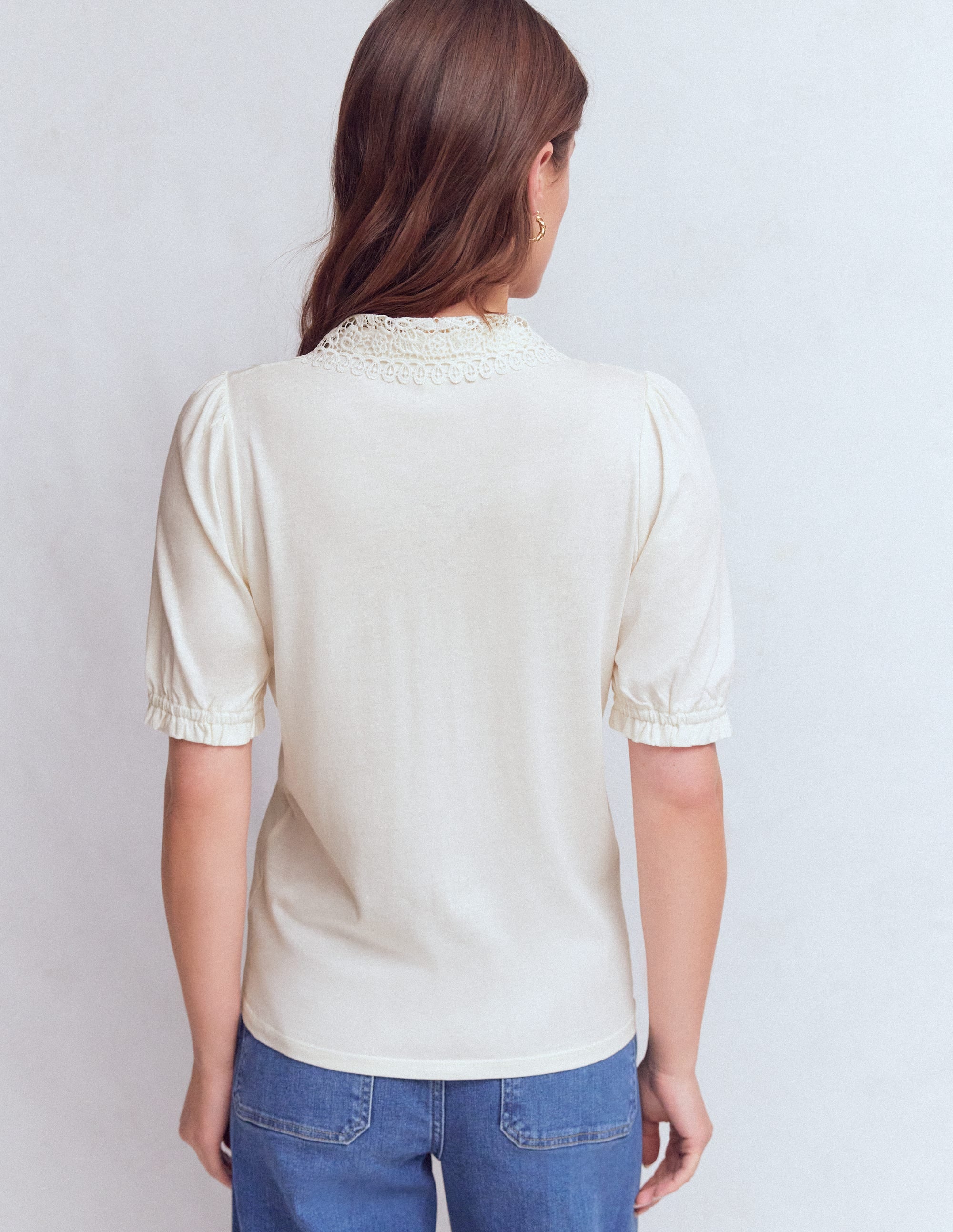 Nessa Broderie Collar Blouse-Ivory - Image 3
