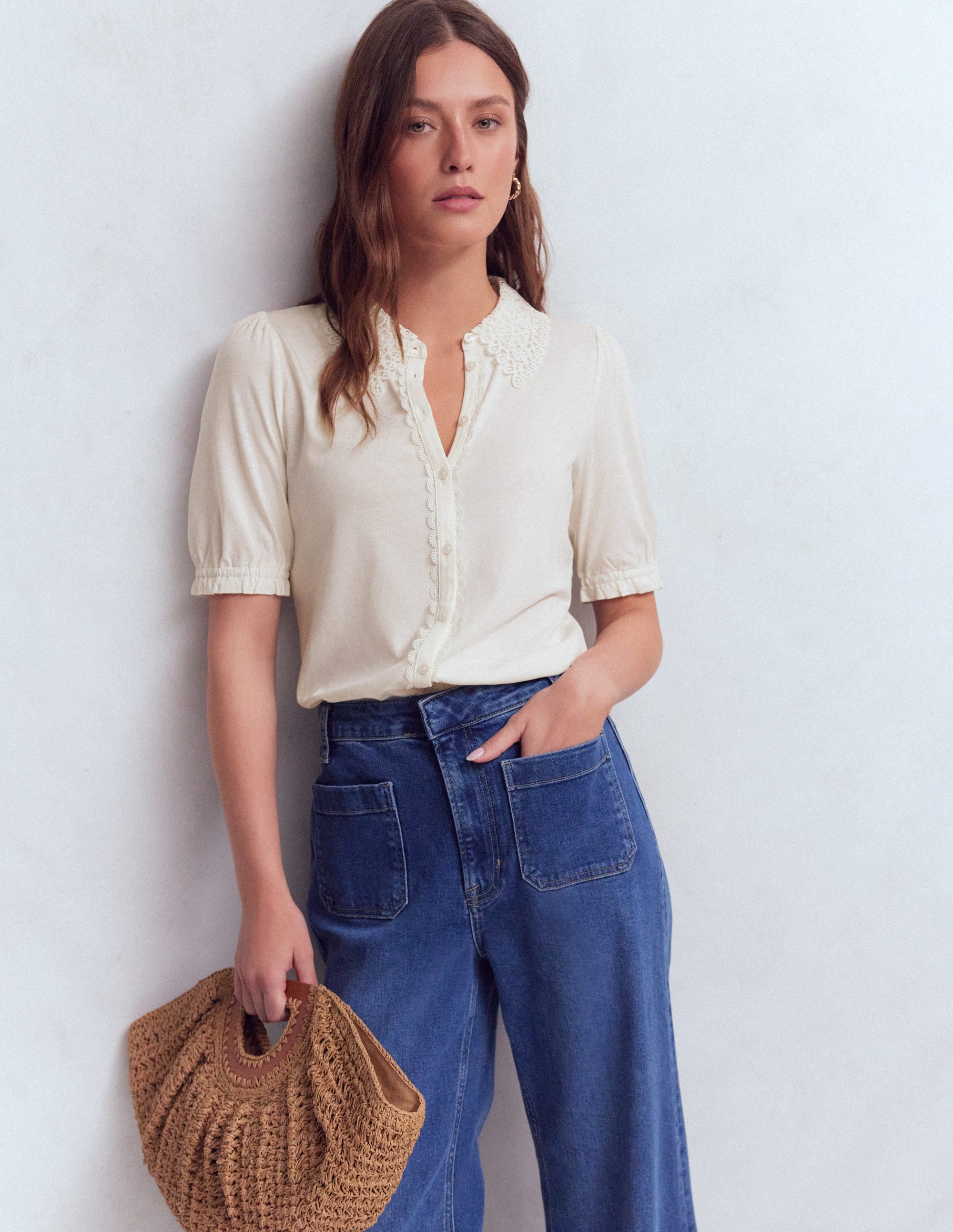 Nessa Broderie Collar Blouse-Ivory - Image 4