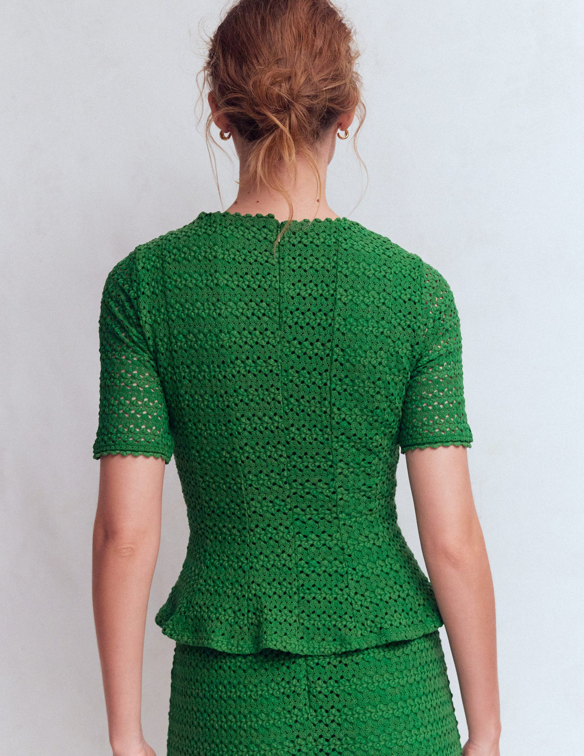 Lace Peplum Top-Verdant Green - Image 3