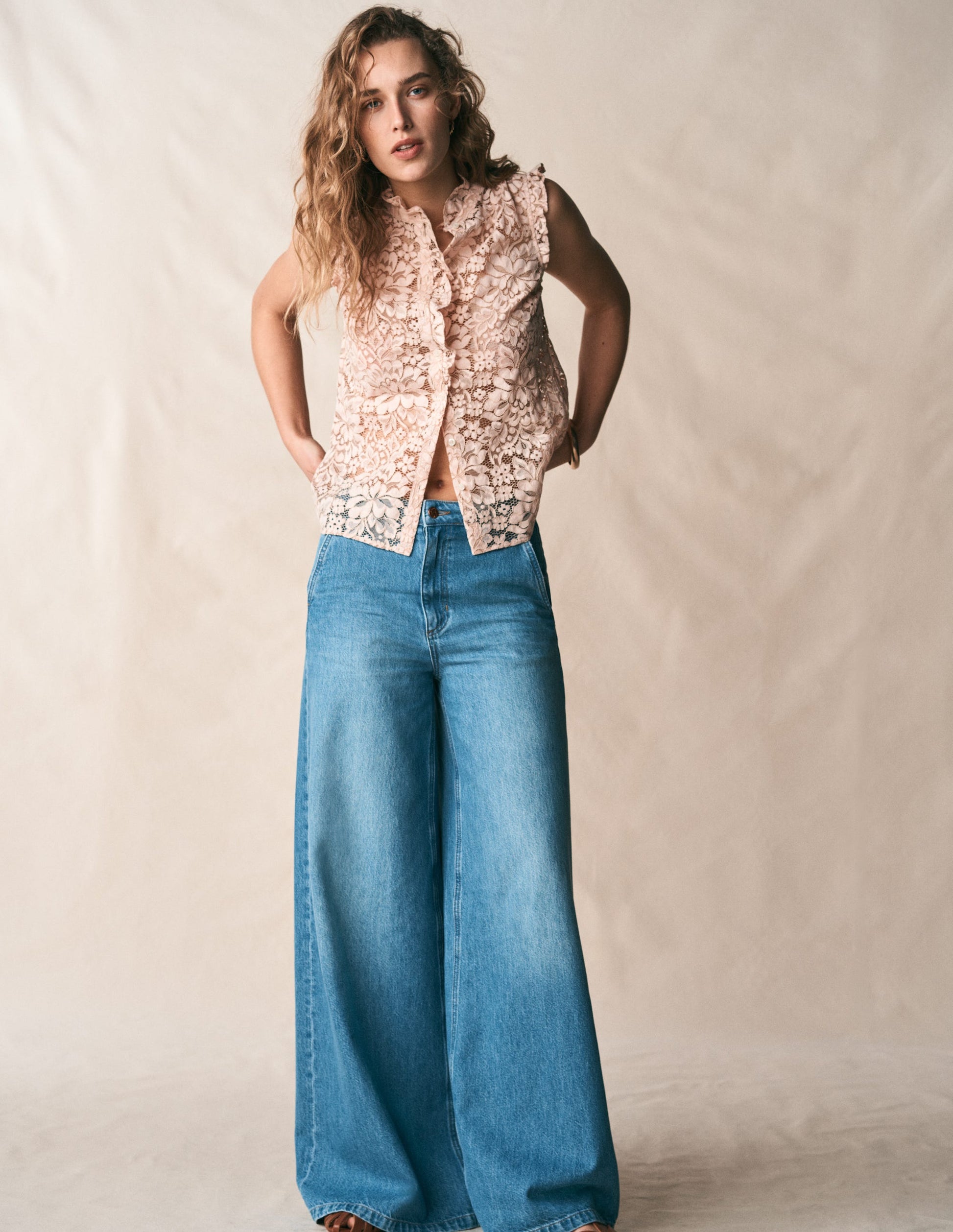 Isabel Sleeveless Lace Top-Pale Pink-1