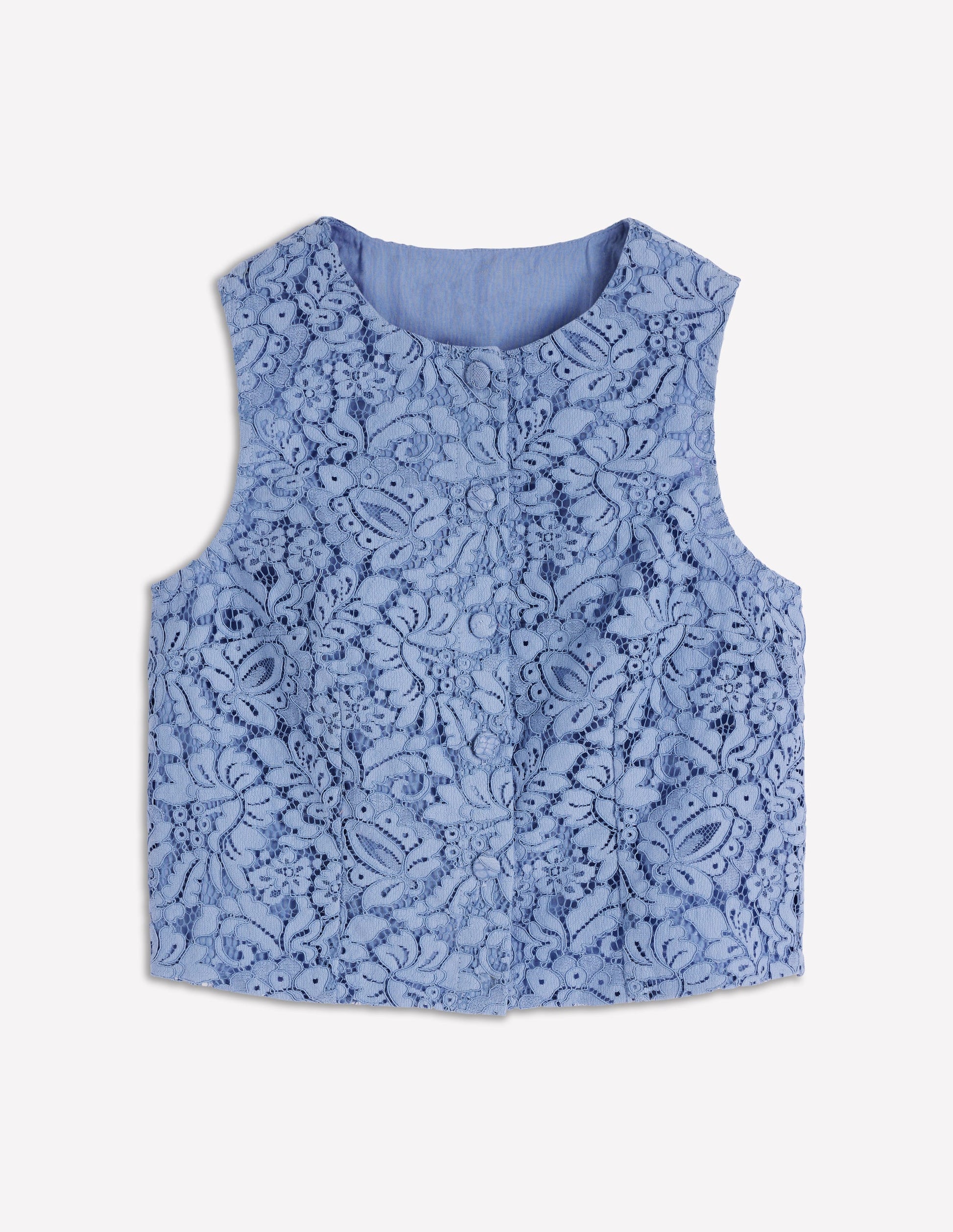 Andrea Lace Shell Top-Cornflower Blue-7