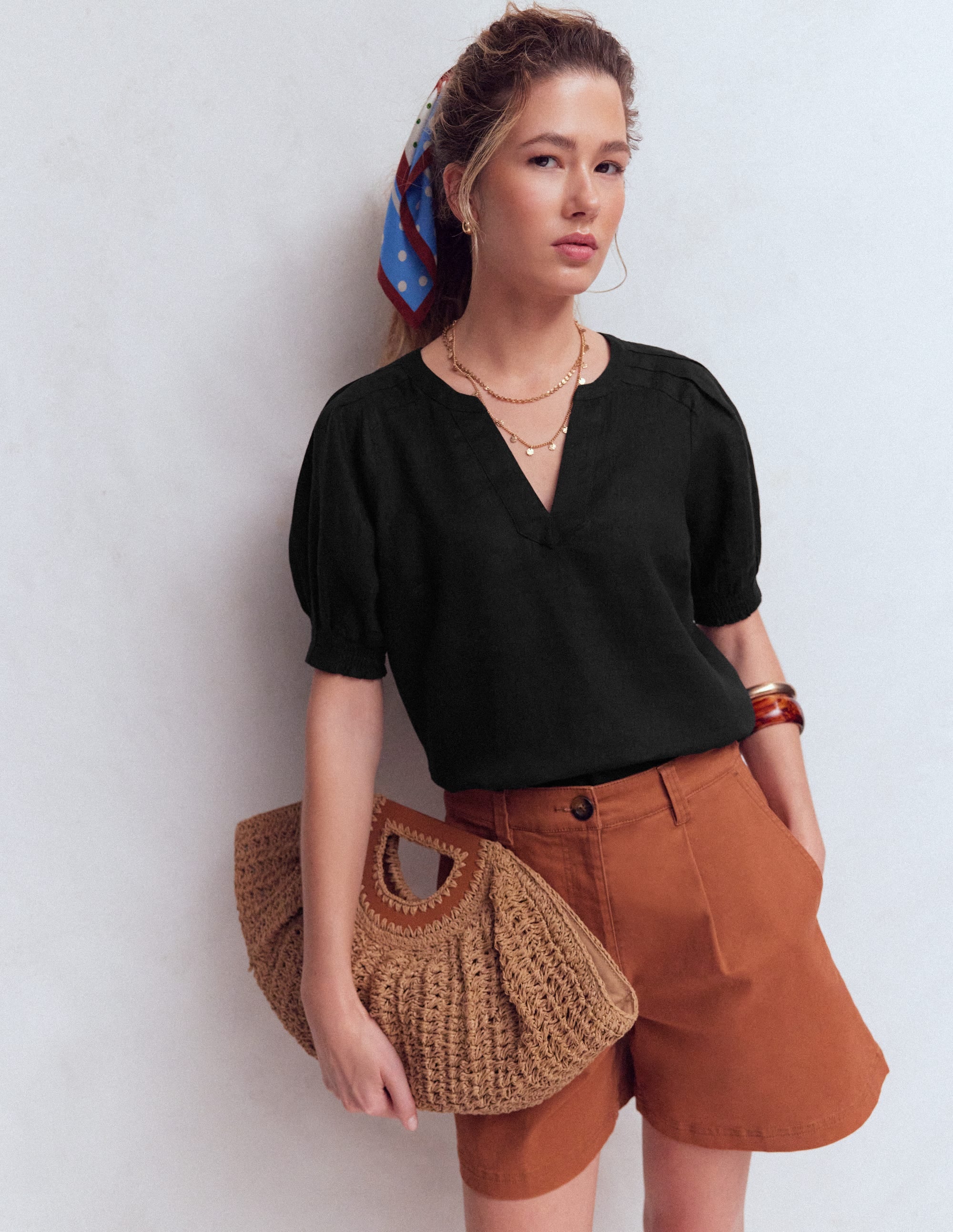 Rae Linen Top-Black - Image 1