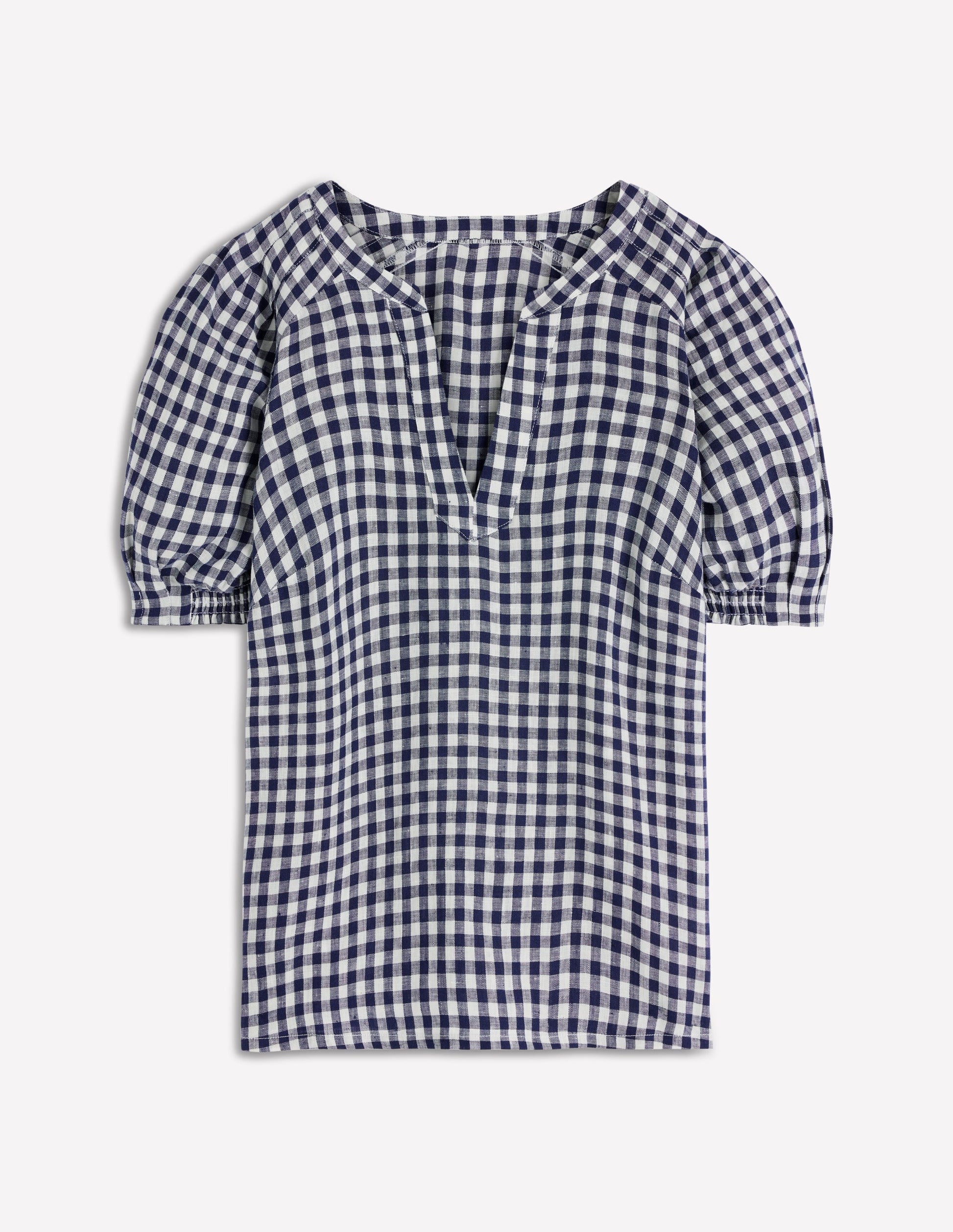 Rae Linen Top-Small Navy Gingham-6