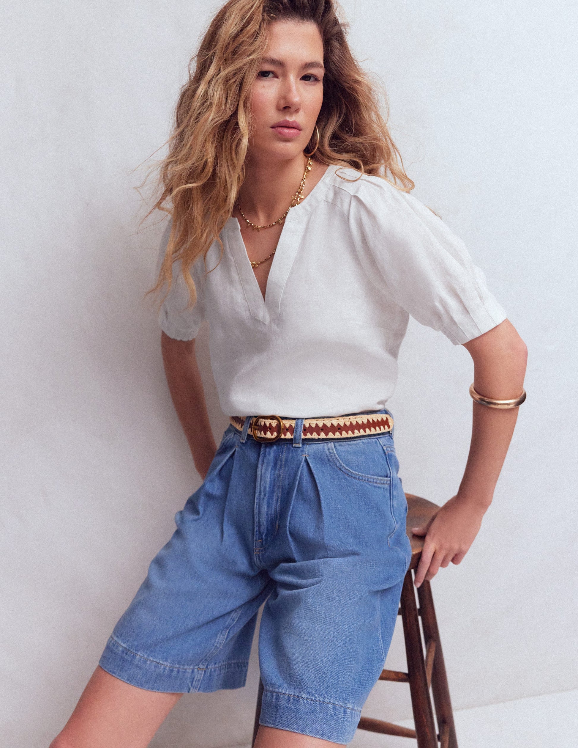 Rae Linen Top-White-1