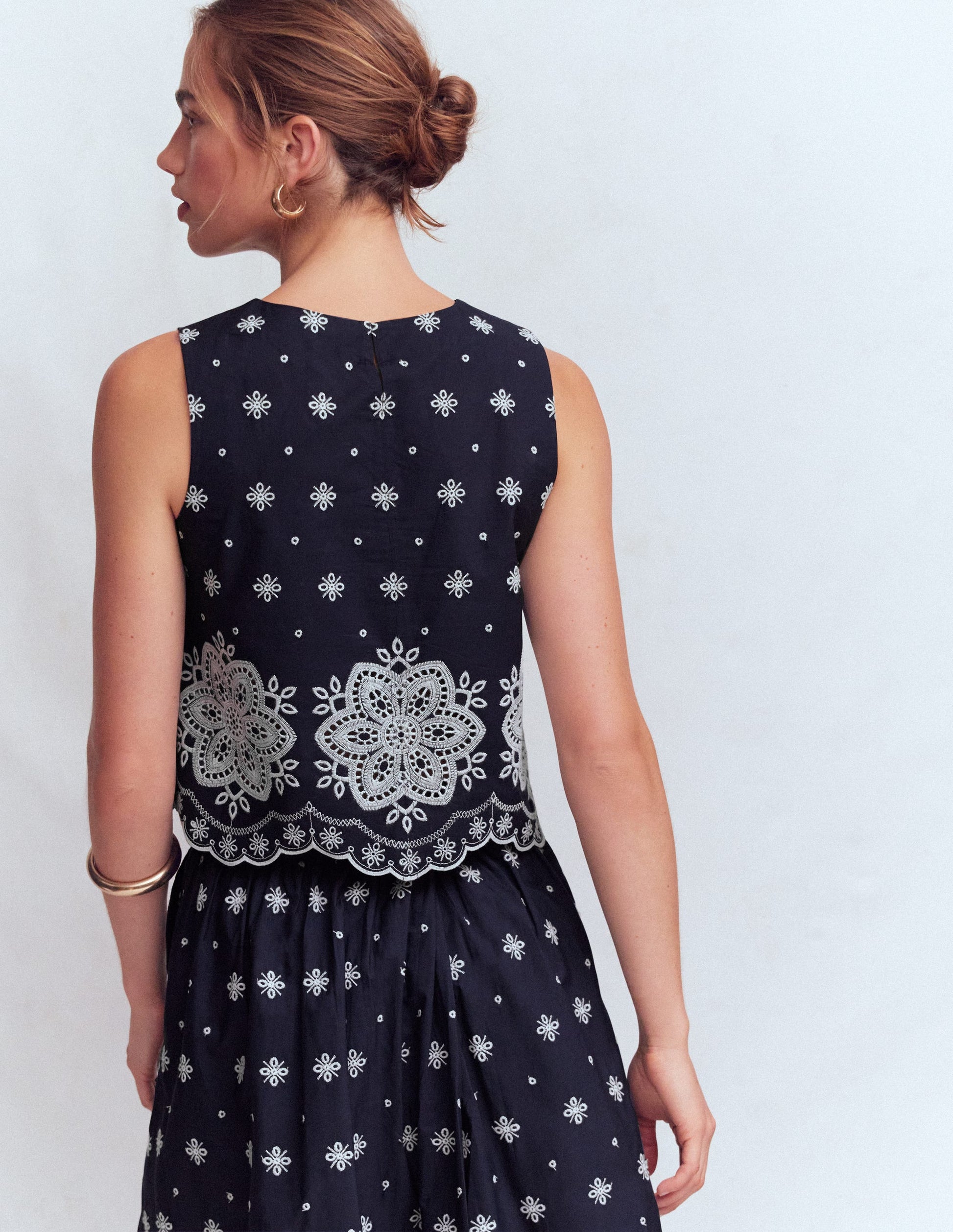 Sofia Broderie Cotton Top-Navy-3