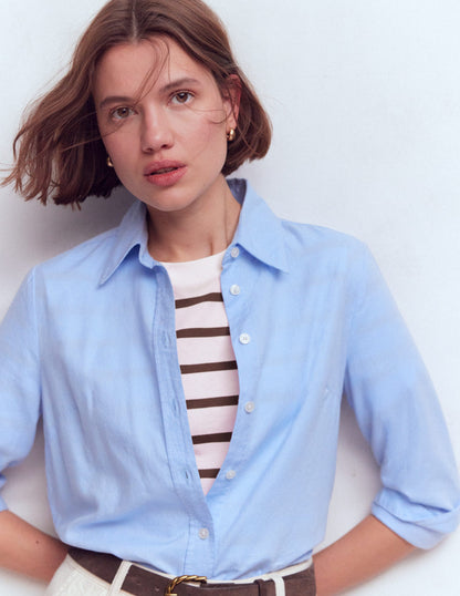 Relaxed Cotton T-shirt-Brown and Ivory Stripe-5