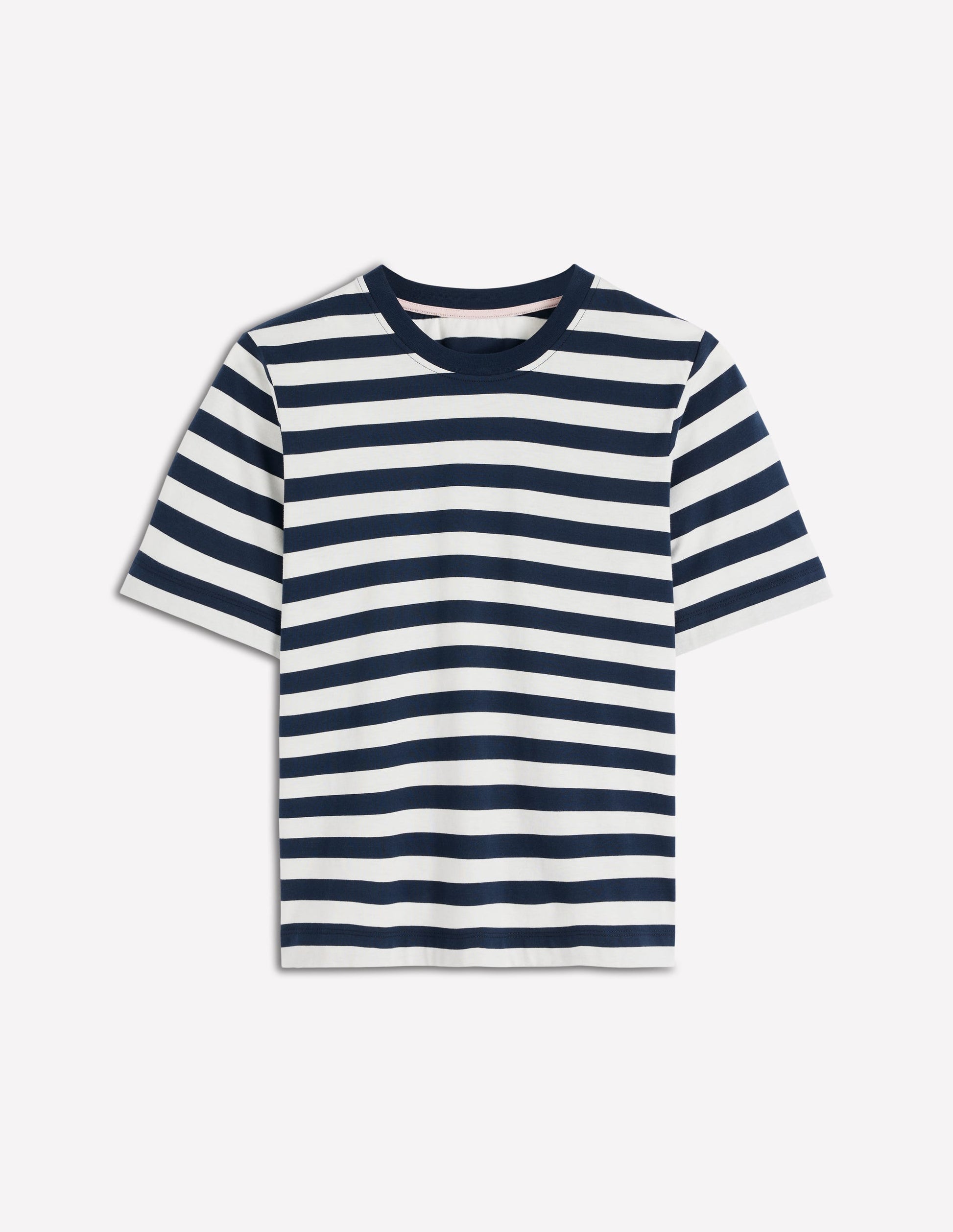 Relaxed Cotton T-shirt-Navy and Ivory Stripe-4
