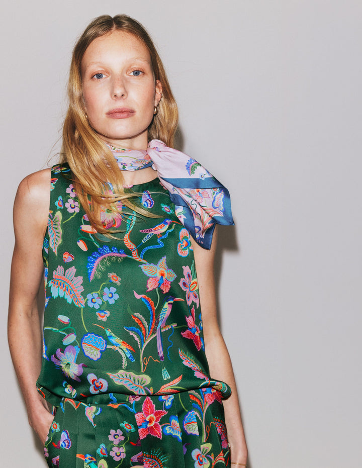 Relaxed Sleeveless Shell Top-Multi, Orchid Canopy