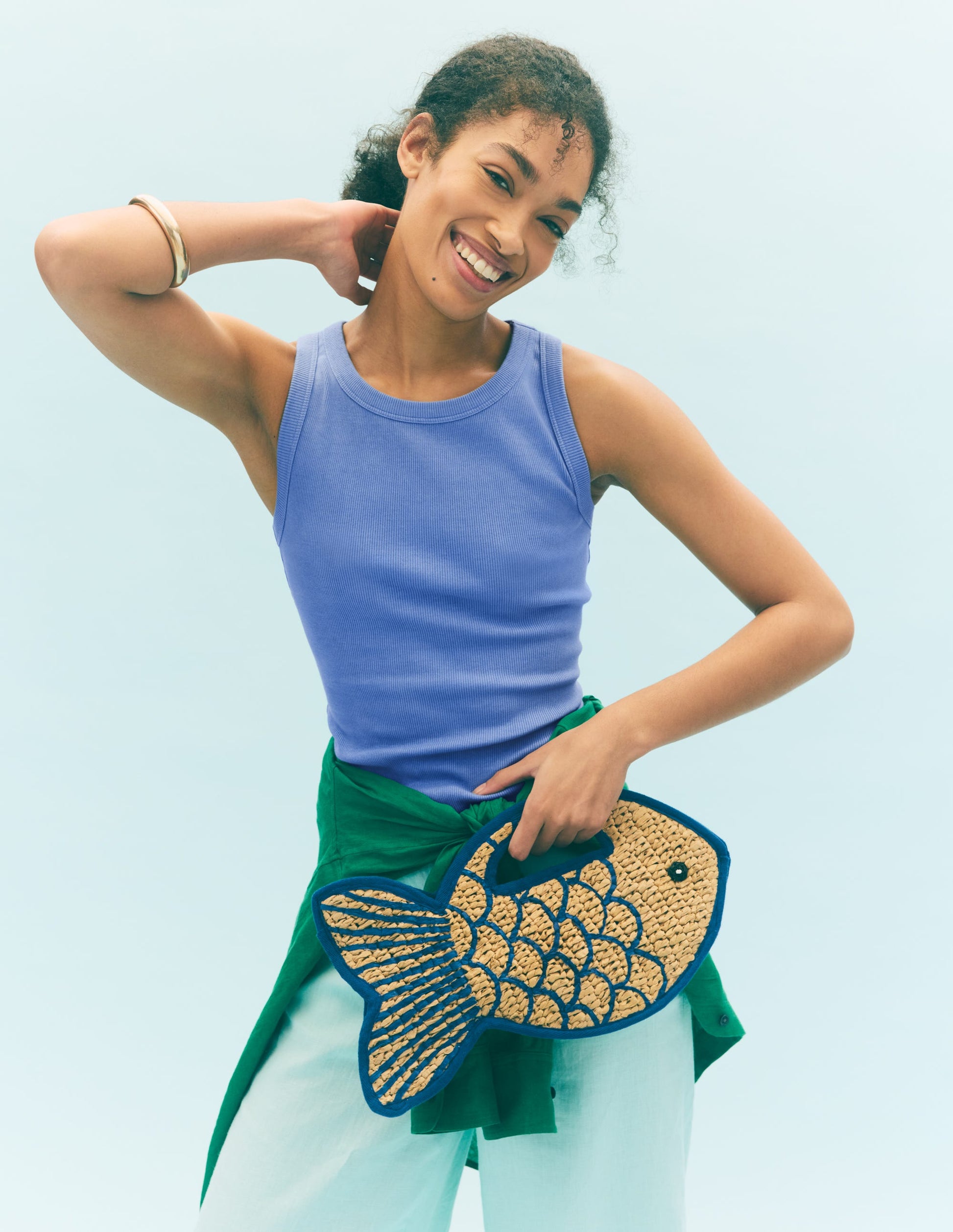 Ribbed Cotton Vest-Cabin Blue-1