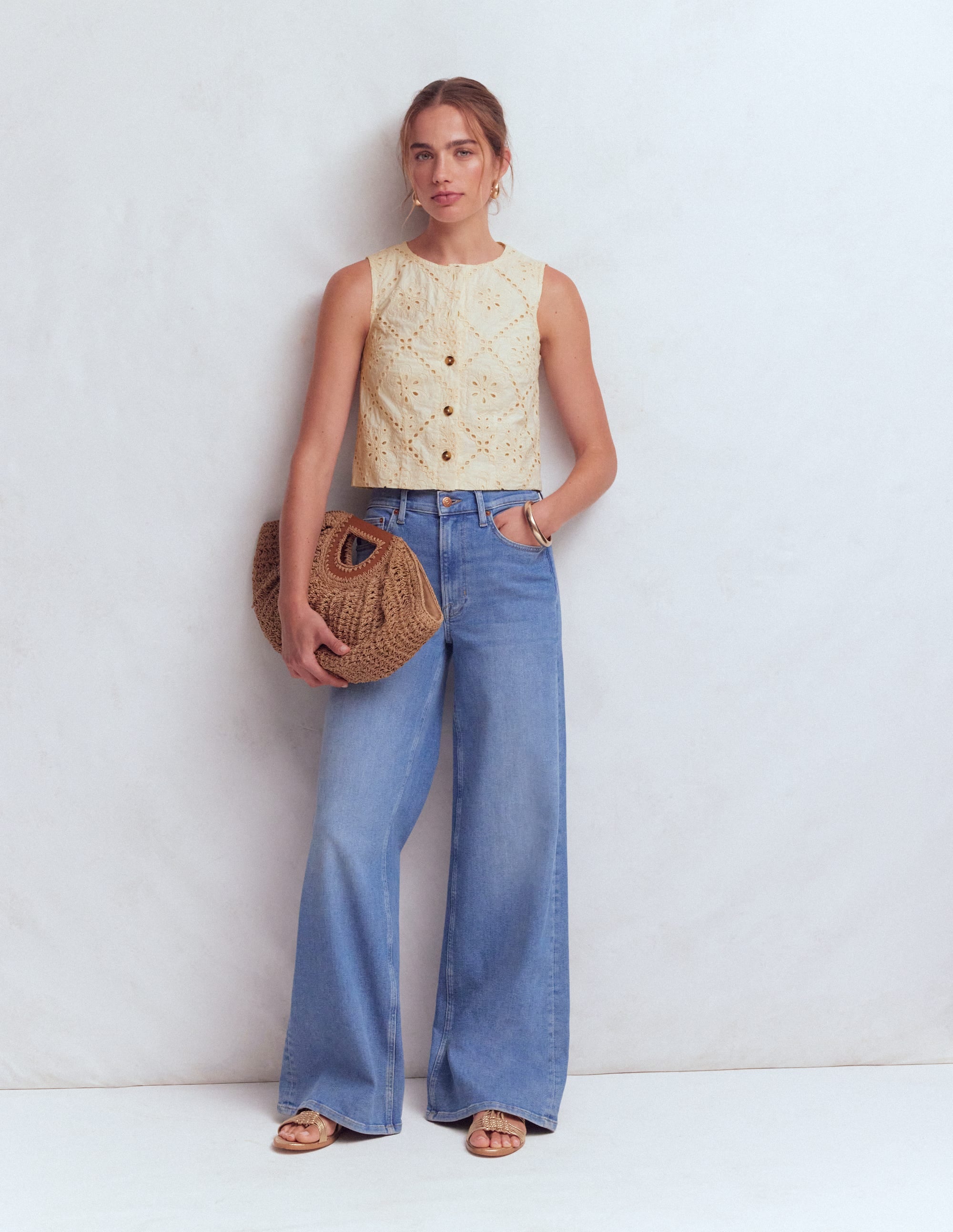 Andrea Cotton Shell Top-Ivory broderie - Image 5