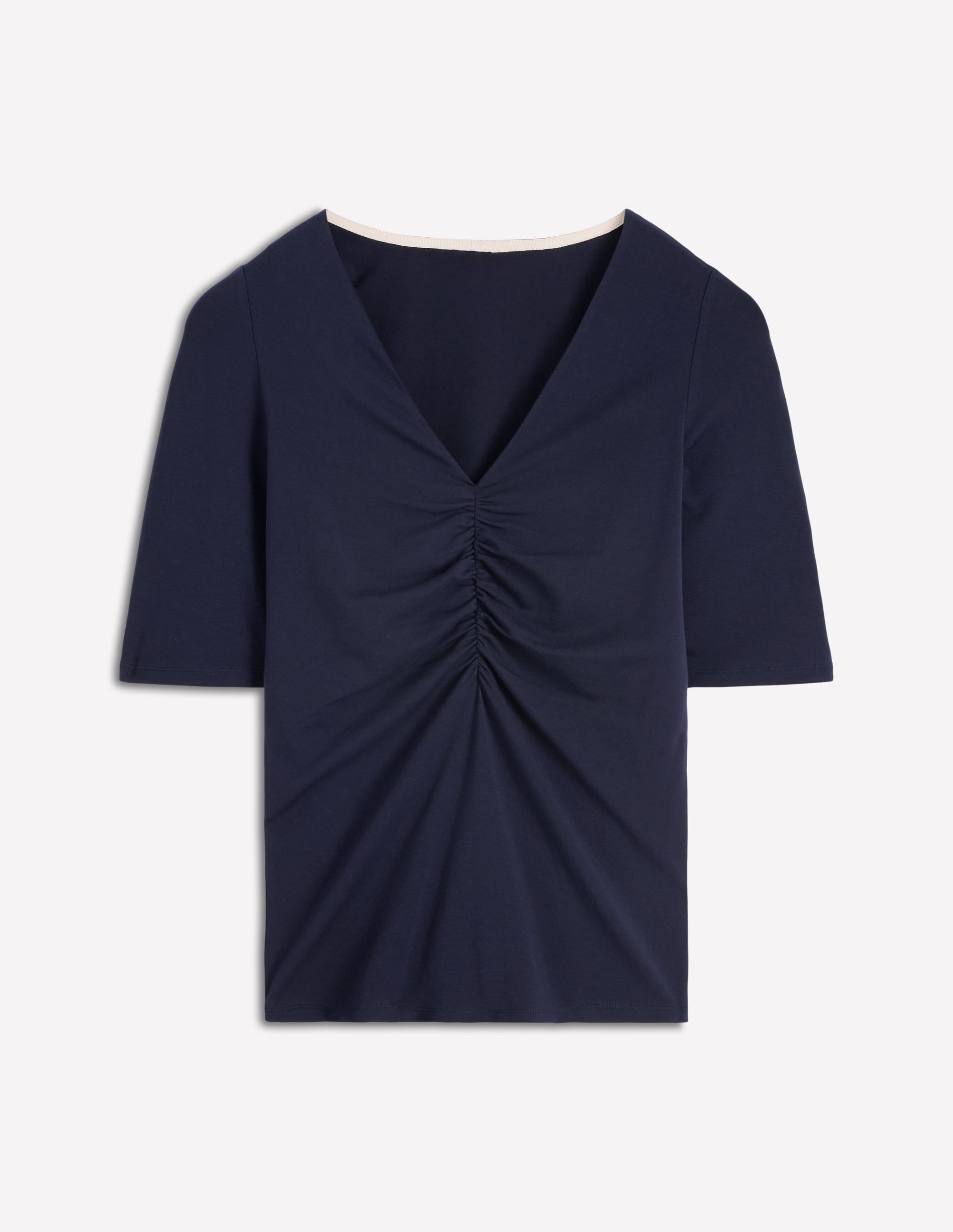 Tia Ruched V-neck Top-Navy - Image 5