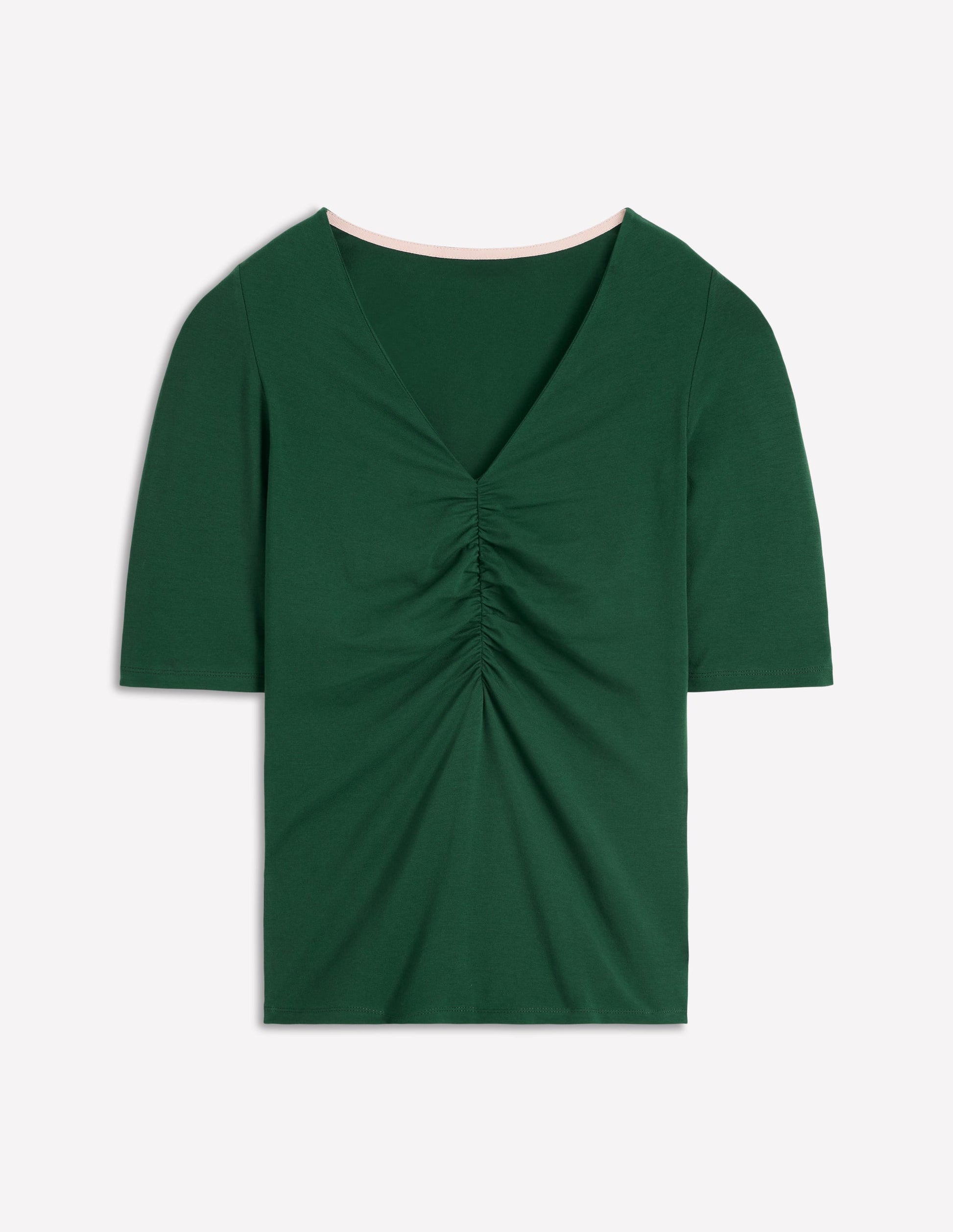 Tia Ruched V-neck Top-Hunter Green-7