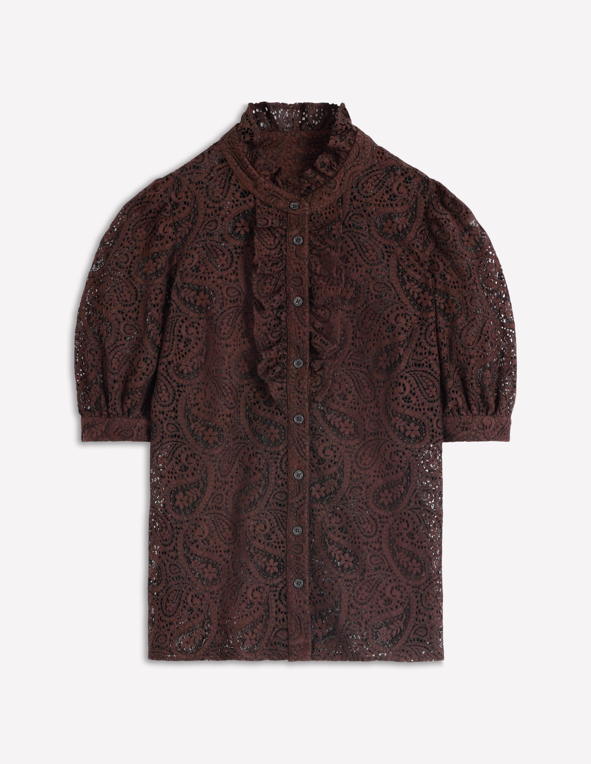 Sasha Short Sleeve Lace Top - Bitter Chocolate | Boden AU