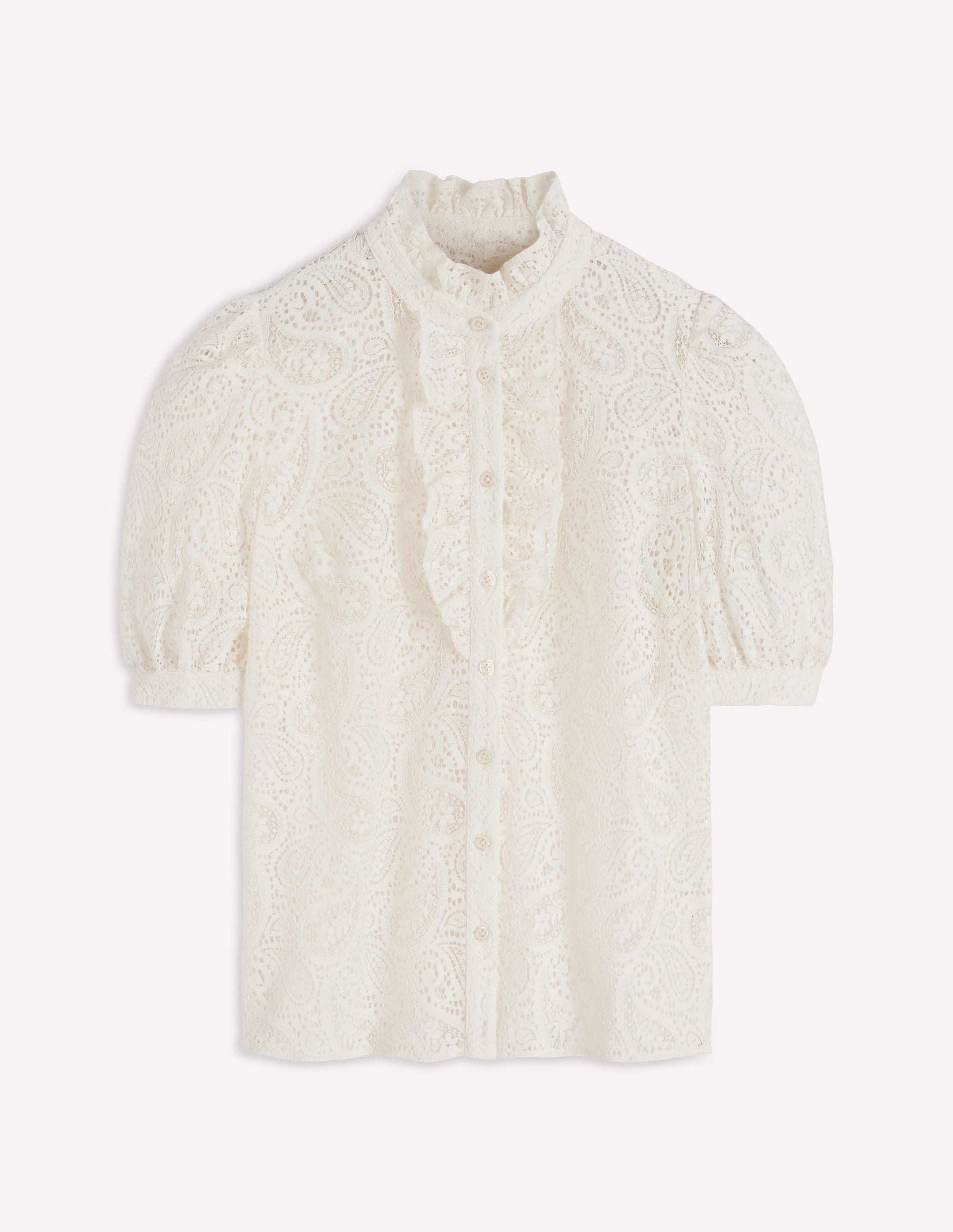 Sasha Short Sleeve Lace Top-Ivory-5