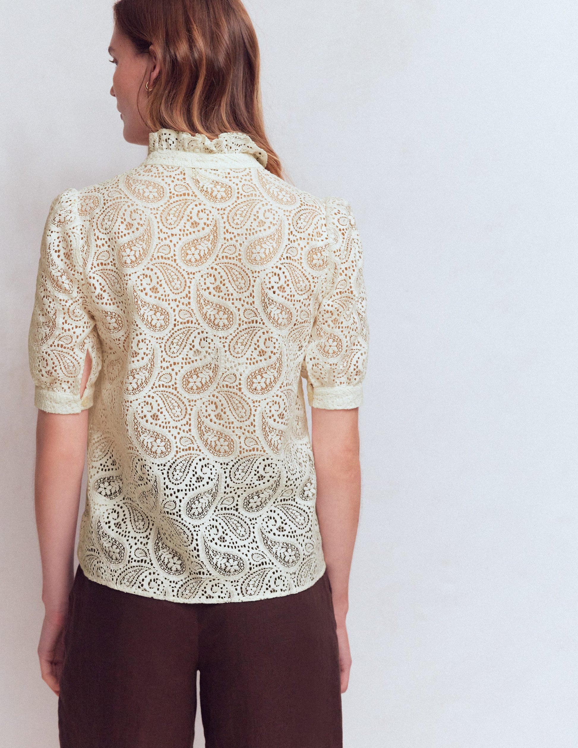 Sasha Short Sleeve Lace Top-Ivory-3