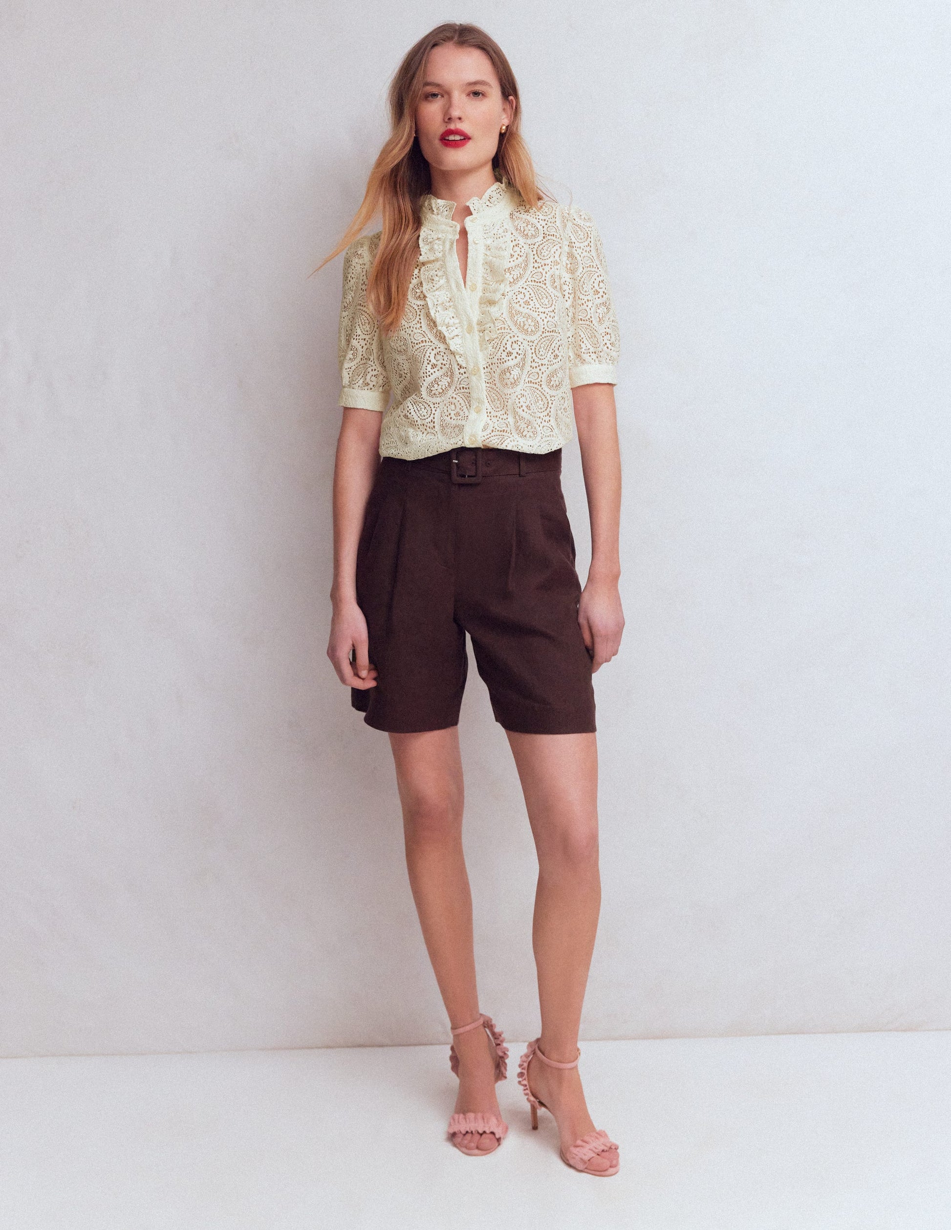 Sasha Short Sleeve Lace Top-Ivory-4