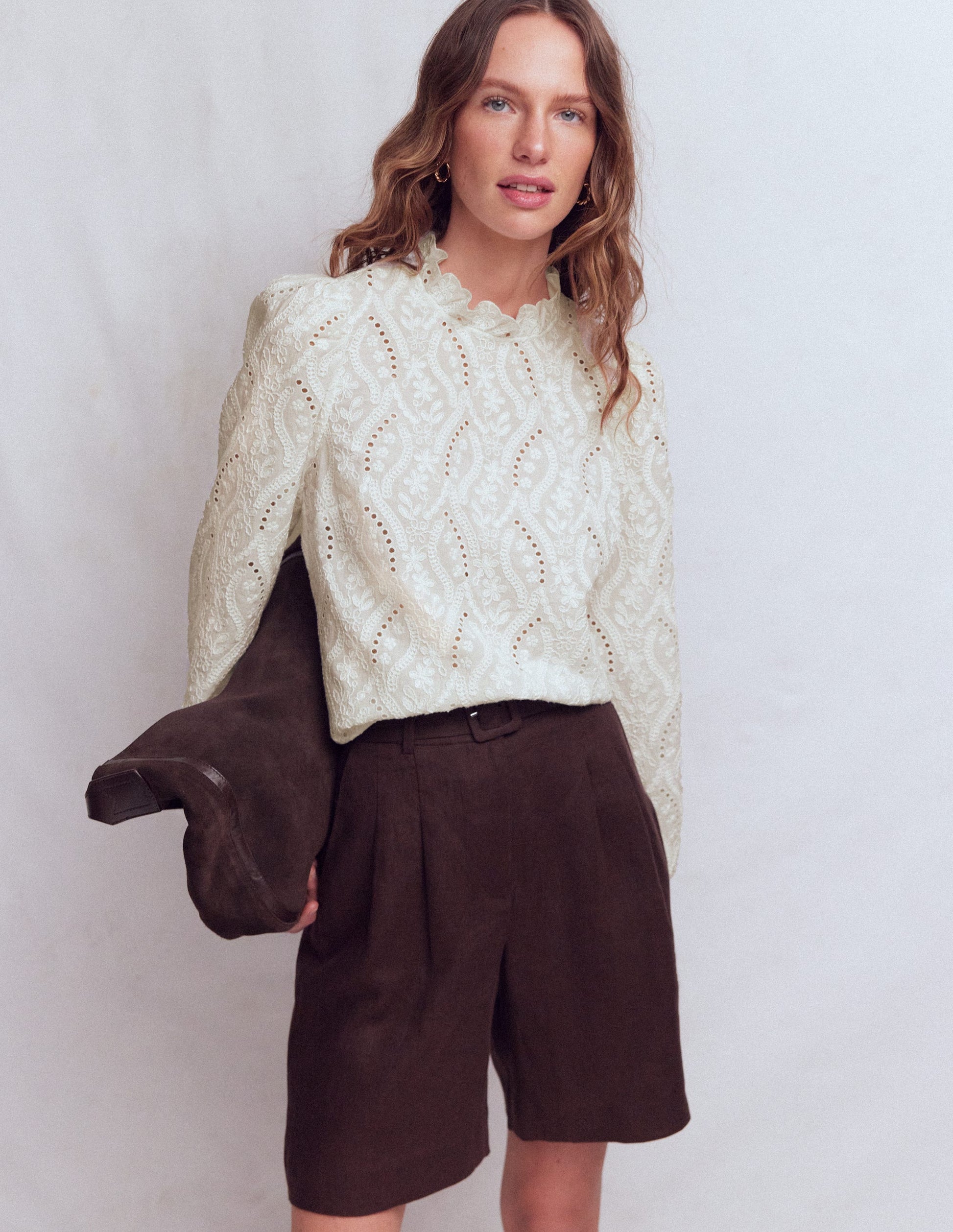 Puff Sleeve Interest Top-Ivory-4