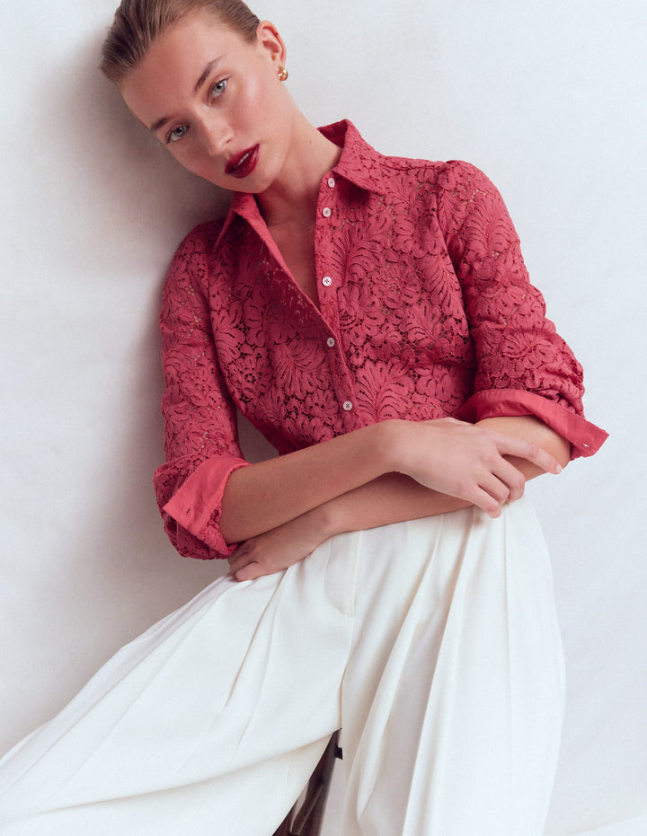 Cara Lace Shirt-HOLLY BERRY (17-1633 TCX)