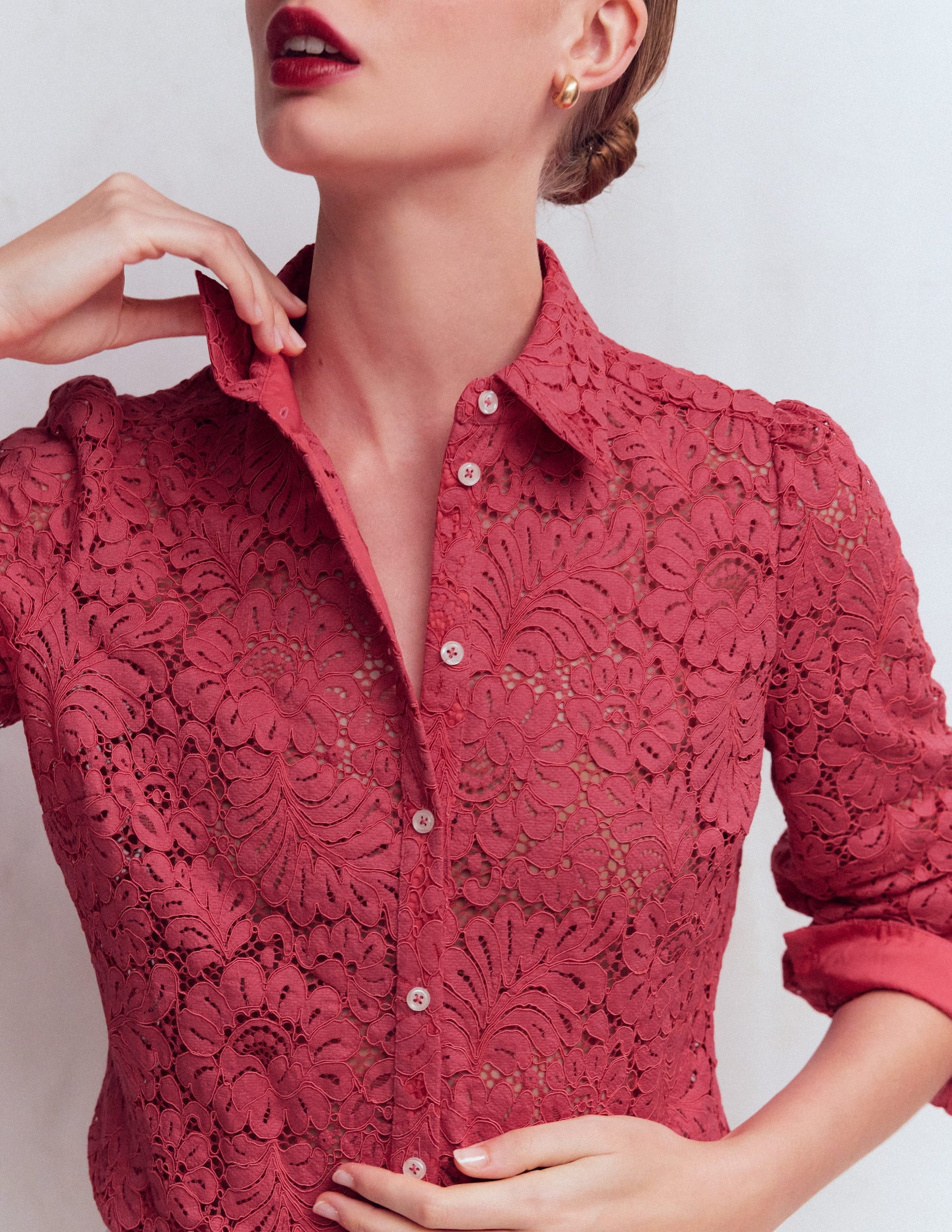 Cara Lace Shirt-Warm Heather Pink-2
