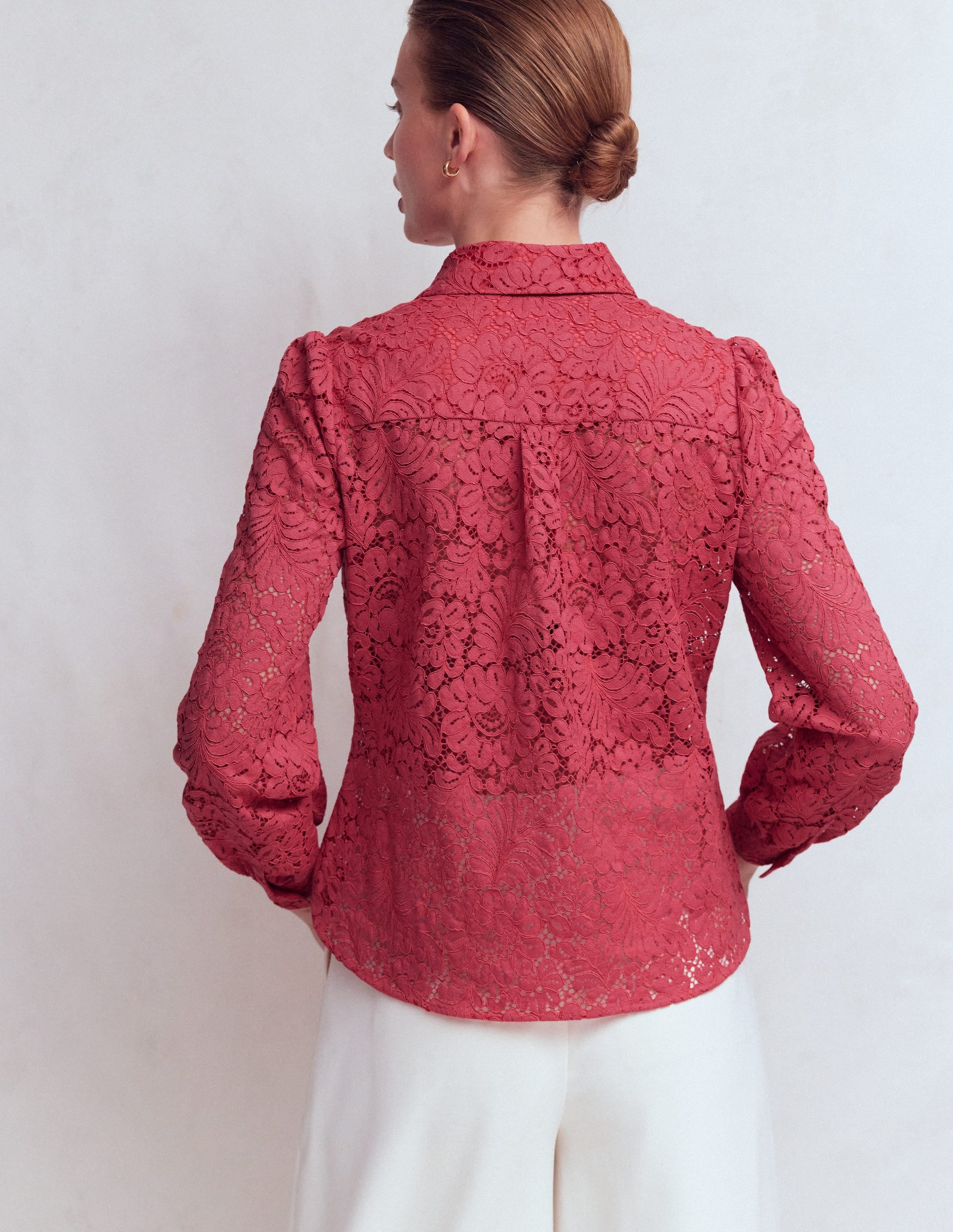 Cara Lace Shirt - Cherry Blush | Boden UK