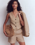 Linen V-Neck Waistcoat-Amphora, Chambray