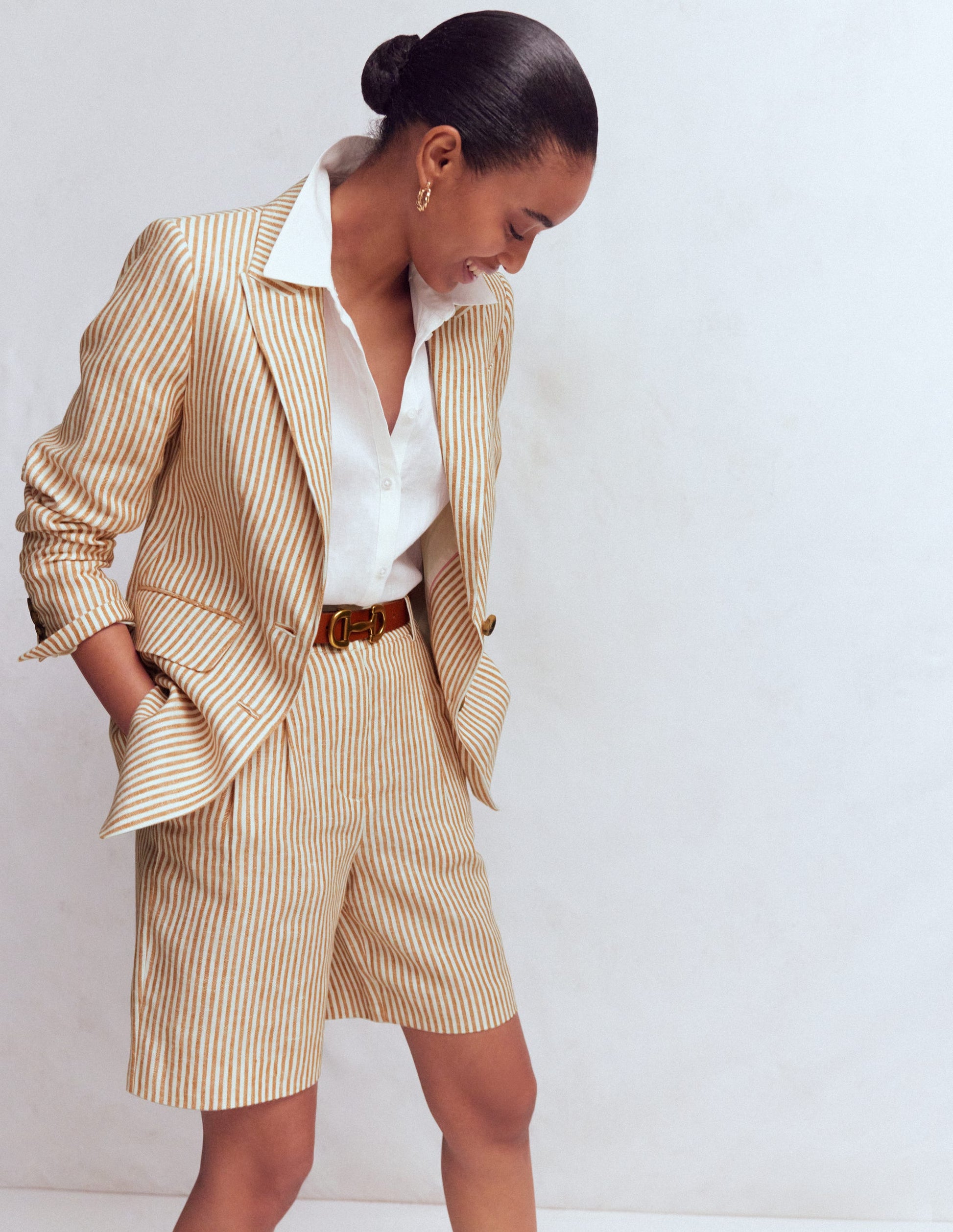 Stamford Linen Blazer-Neutral Stripe-1