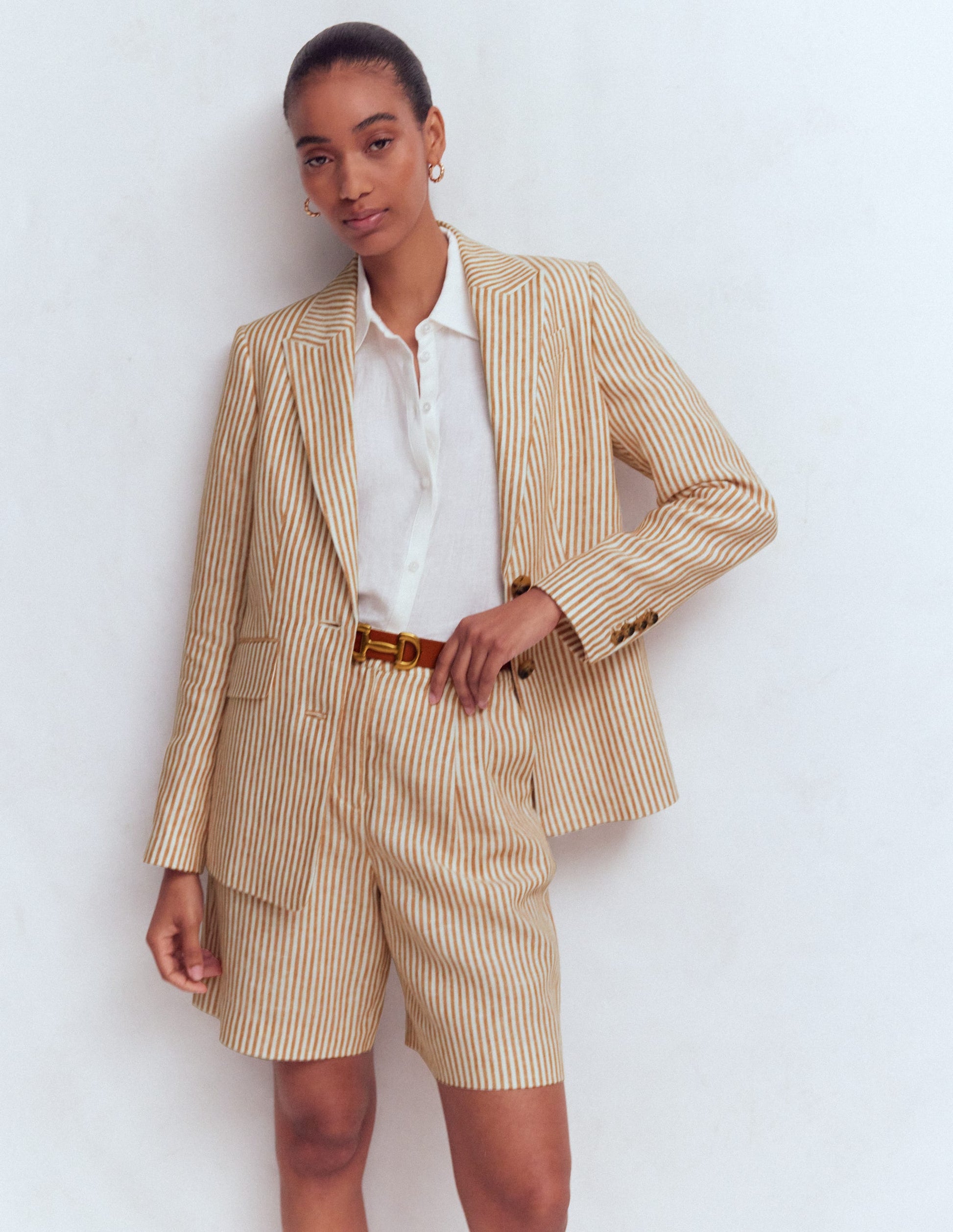 Stamford Linen Blazer-Neutral Stripe-5
