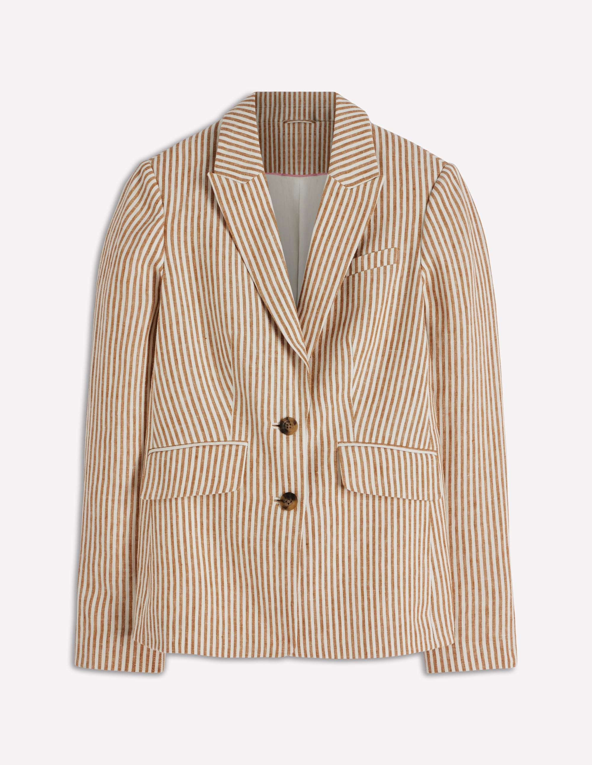 Stamford Linen Blazer-Brown, Ivory Ticking Stripe - Image 8