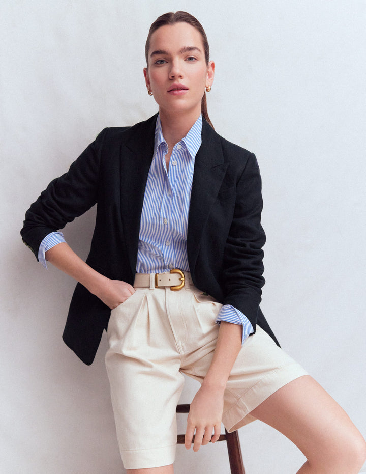 Stamford Linen Blazer-Navy