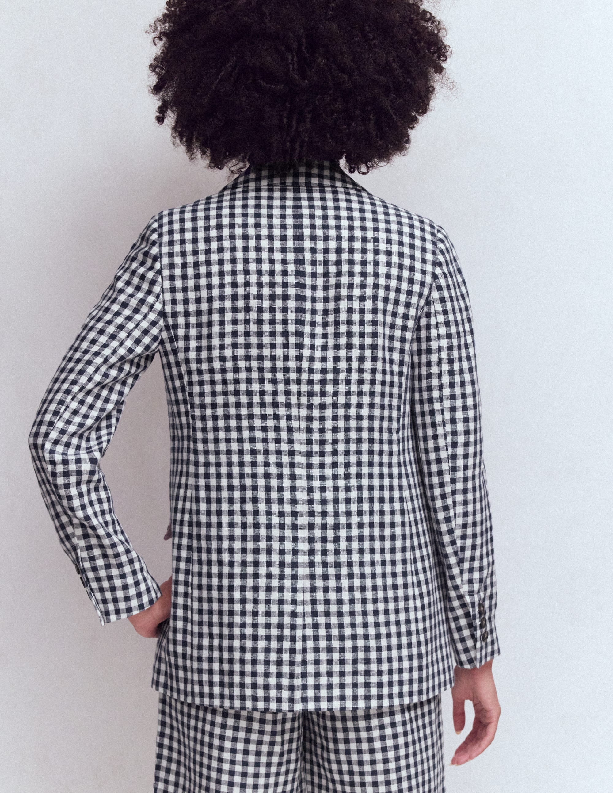Woodbridge Linen Blazer-Navy, Ivory Gingham - Image 3