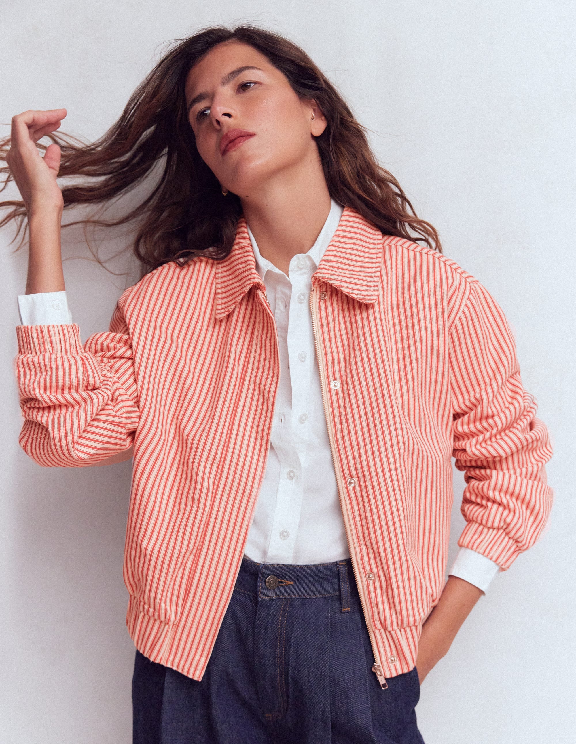Harrington Jacket-Red Tram Stripe - Image 1