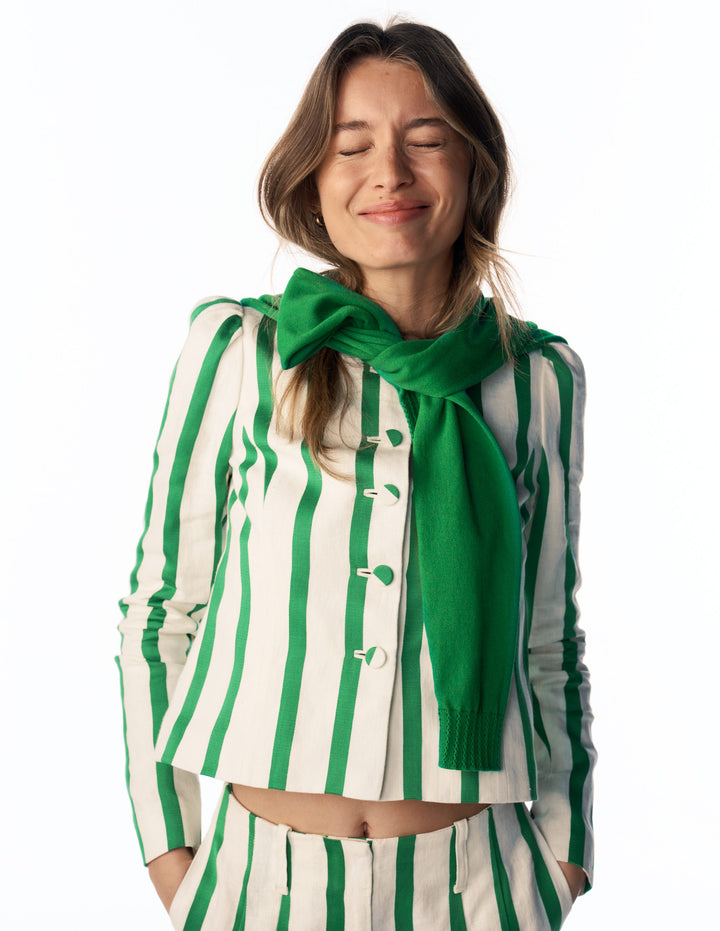 Salisbury Jacket-Ivory, Fresh Green Stripe