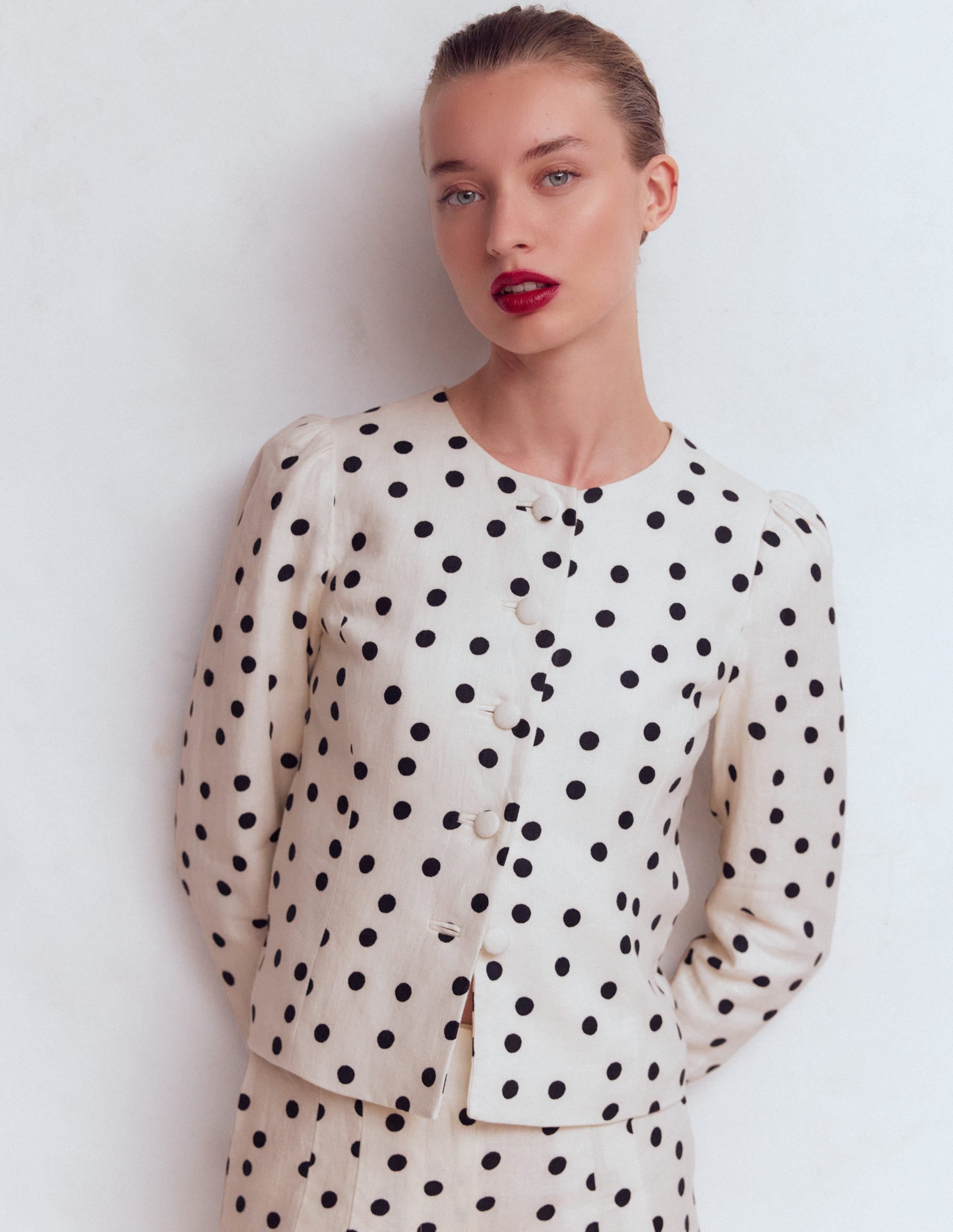 Salisbury Puff Sleeve Jacket-Painted Dot Spaced - Image 1