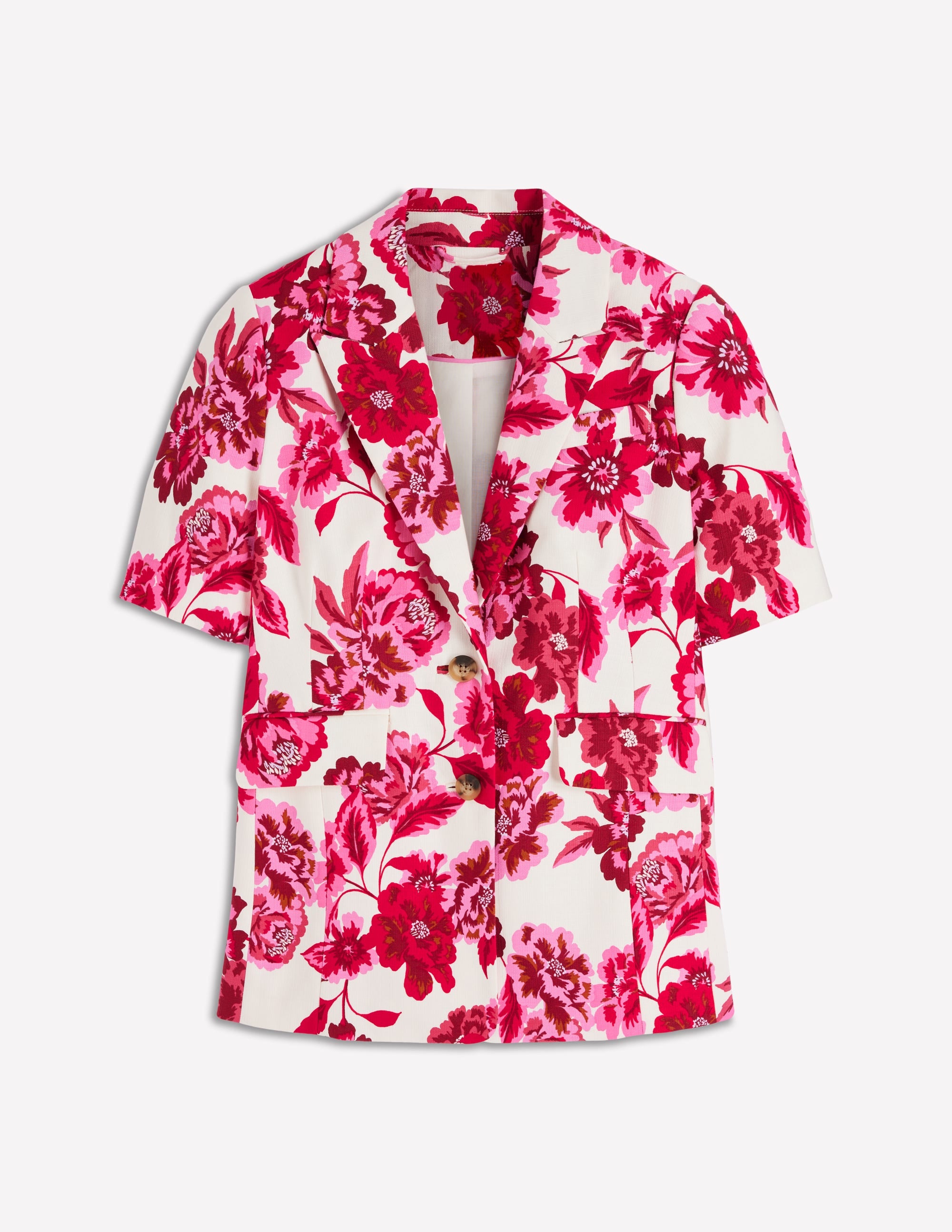 Short Sleeve Cotton Blazer-Sangria Sunset, Floral Print - Image 8