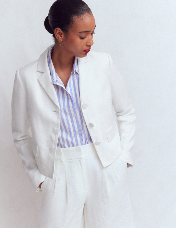 Dartmouth Linen Blazer-White