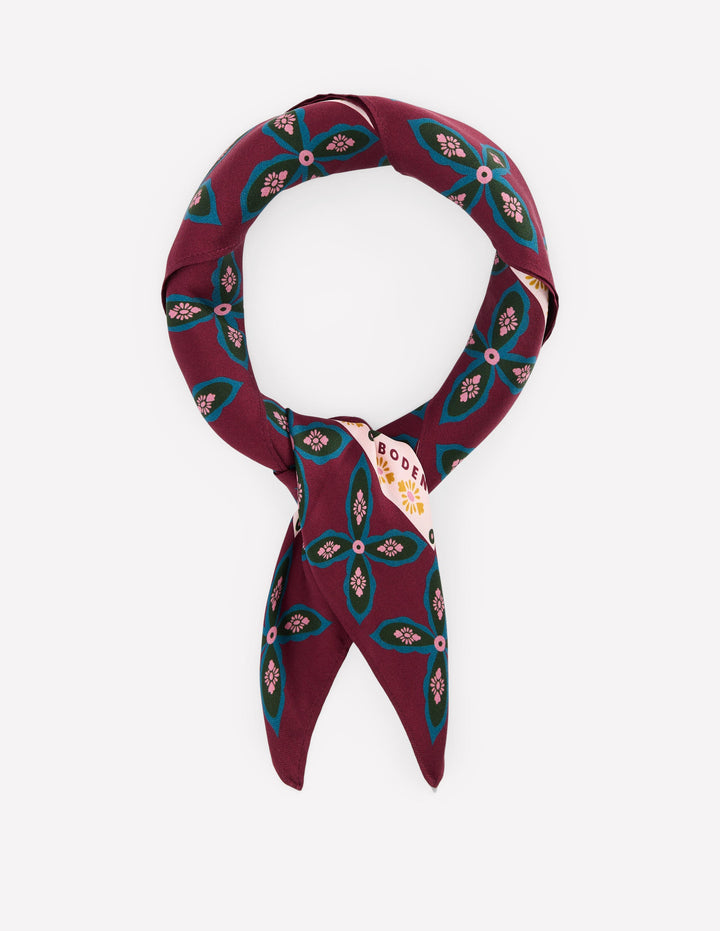 Elisabeth Silk Square Scarf-Multi, Geo Flora
