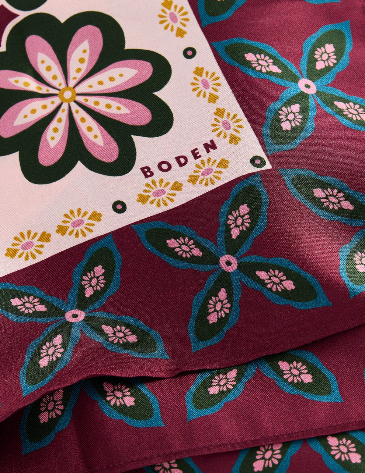 Elisabeth Silk Square Scarf-Multi, Geo Flora-3