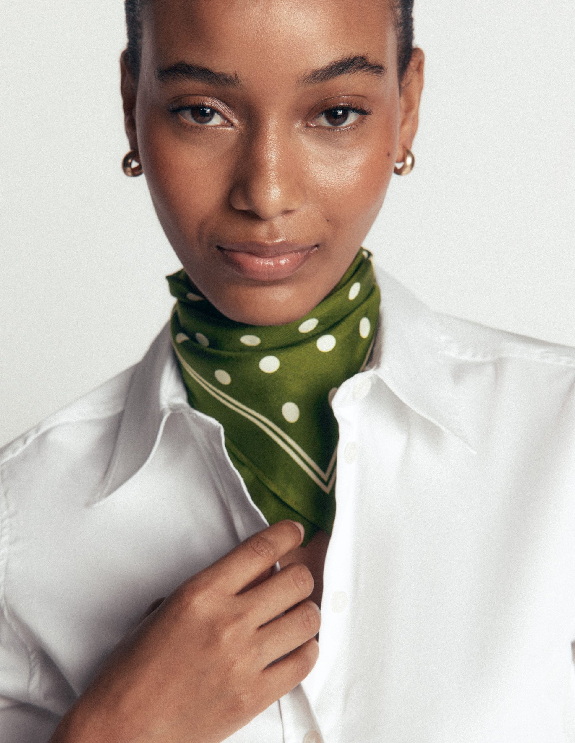 Elisabeth Silk Square Scarf-Chive, Spot-2