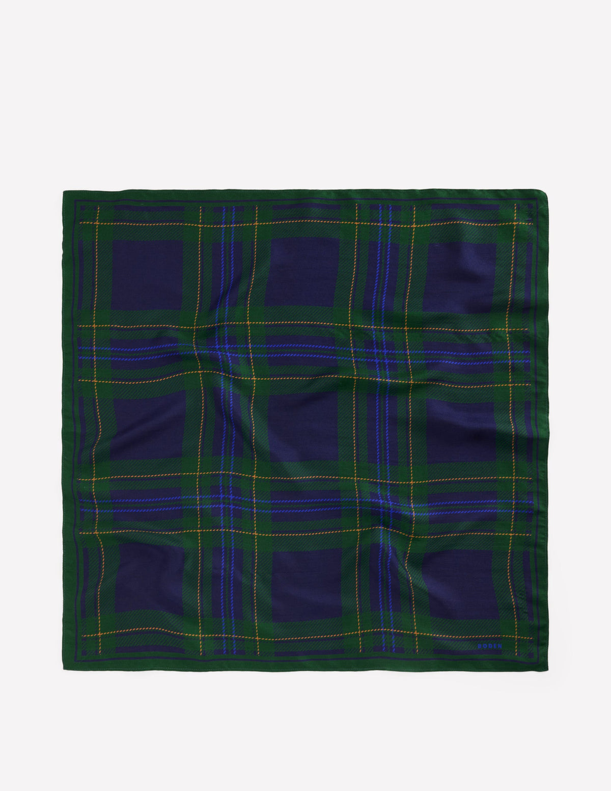 Elisabeth Silk Square Scarf-Navy, Tartan - Image 4