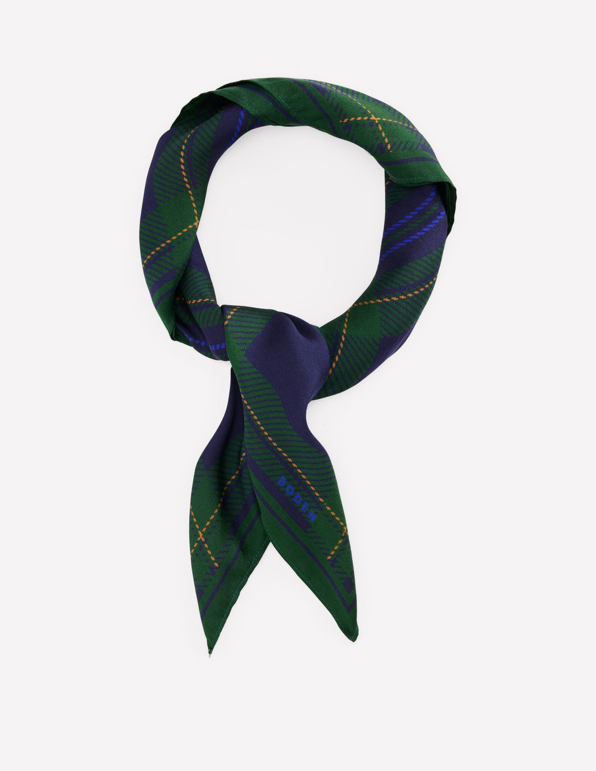 Elisabeth Silk Square Scarf-Navy, Tartan-1