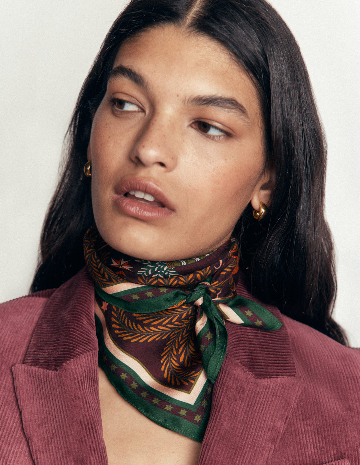 Elisabeth Silk Square Scarf-Dark Cherry, Jungle Charm - Image 2