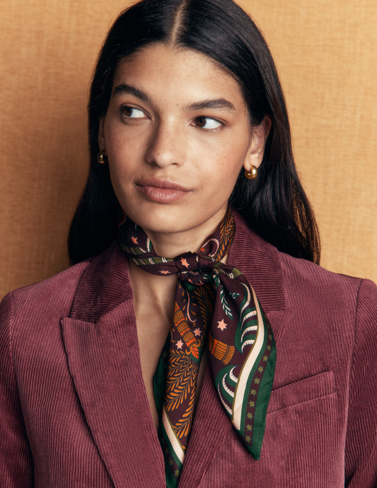Elisabeth Silk Square Scarf-Dark Cherry, Jungle Charm - Image 3