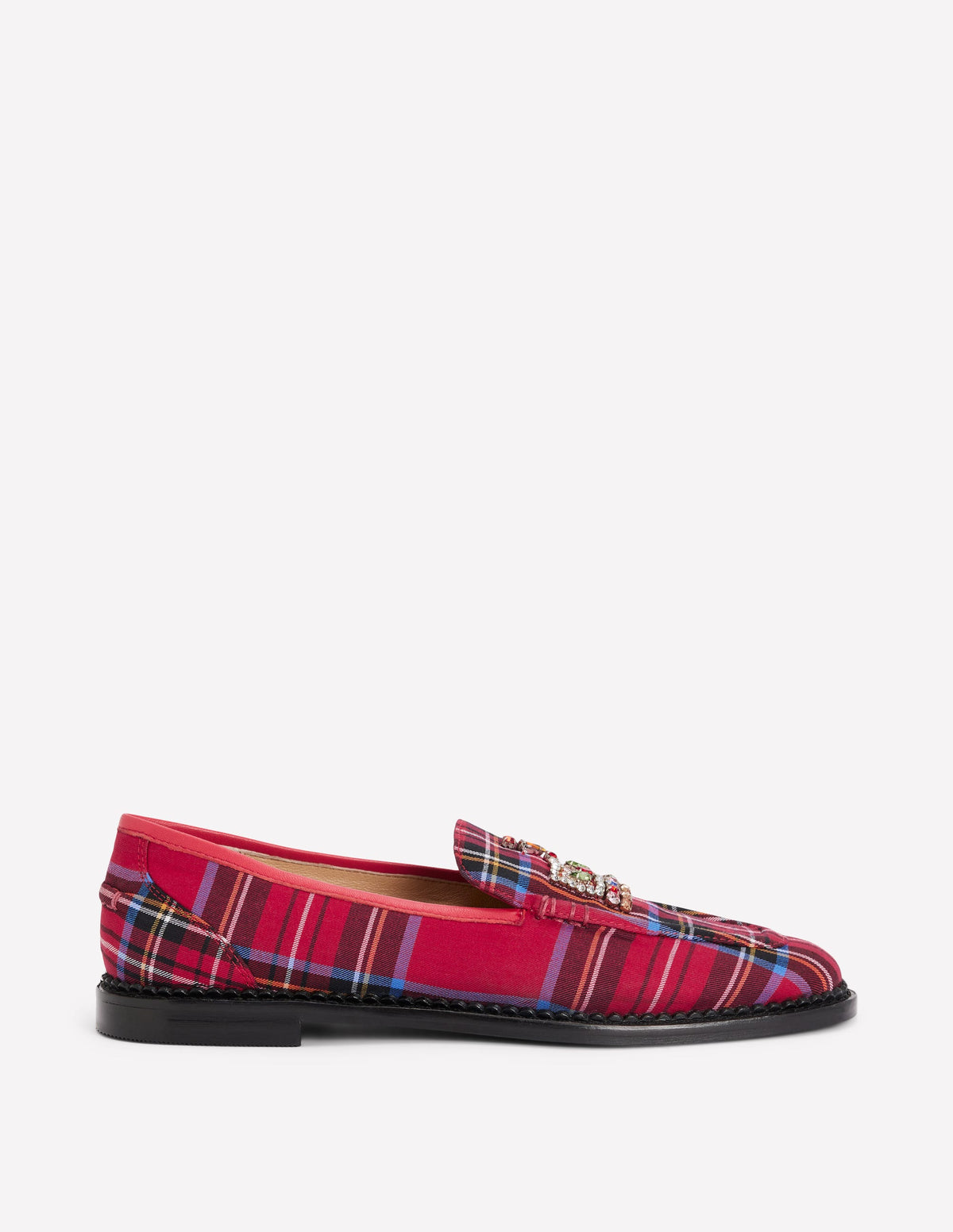 Nya Penny Loafers-Red Tartan, Crown-1