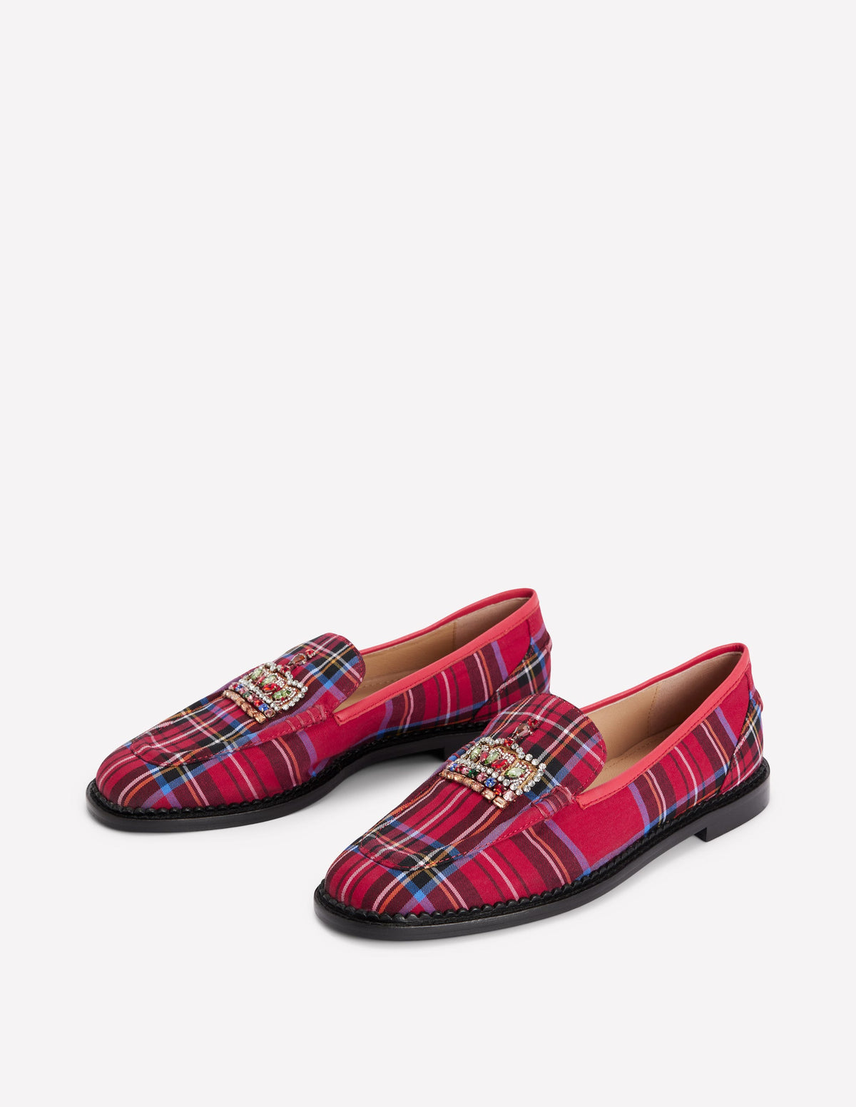 Nya Penny Loafers-Red Tartan, Crown - Image 4